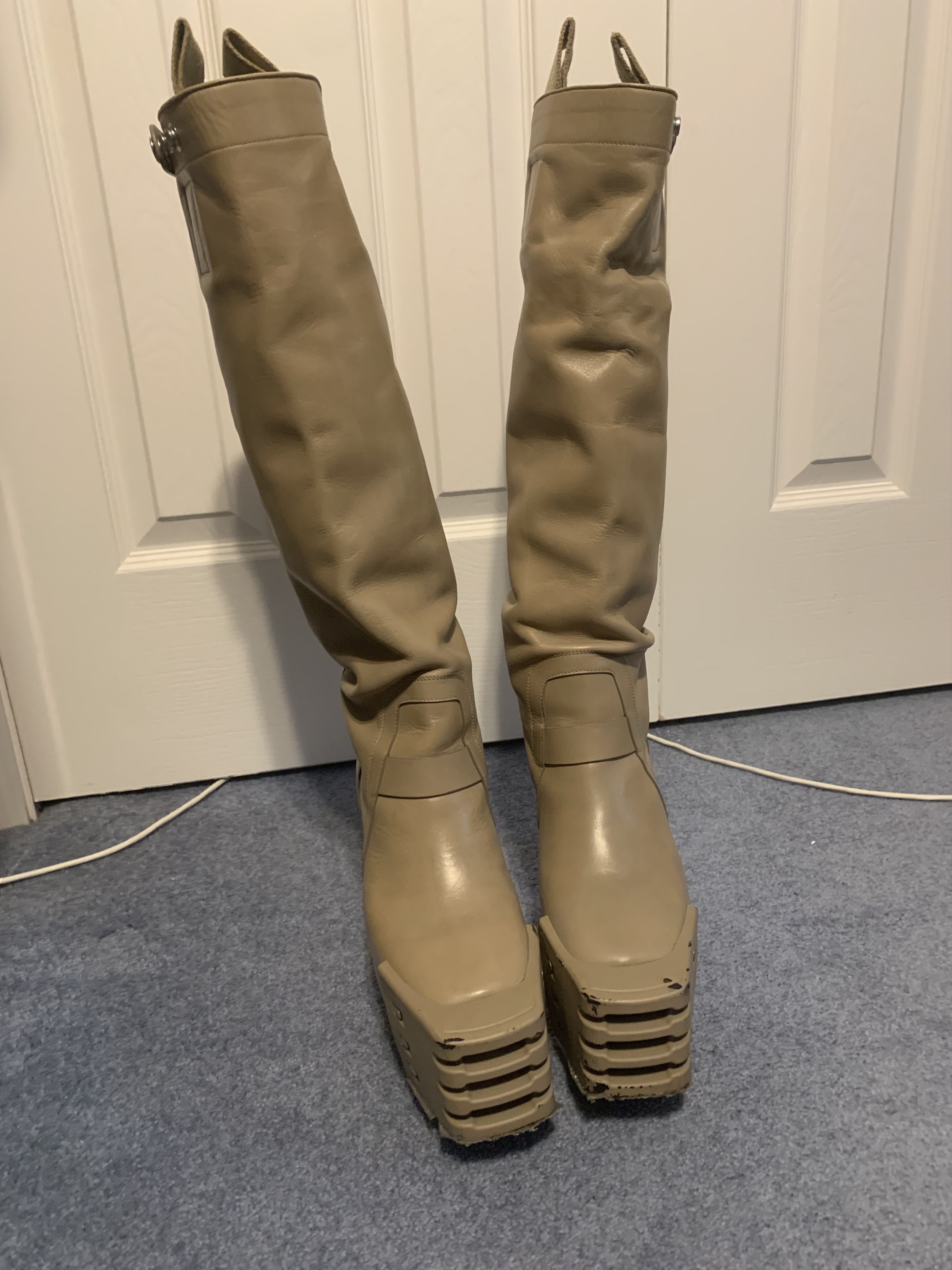 ＄ Rick Owens 22AW PULL ON BOGUN Pull On leather knee-high boots in black - Rick Owens