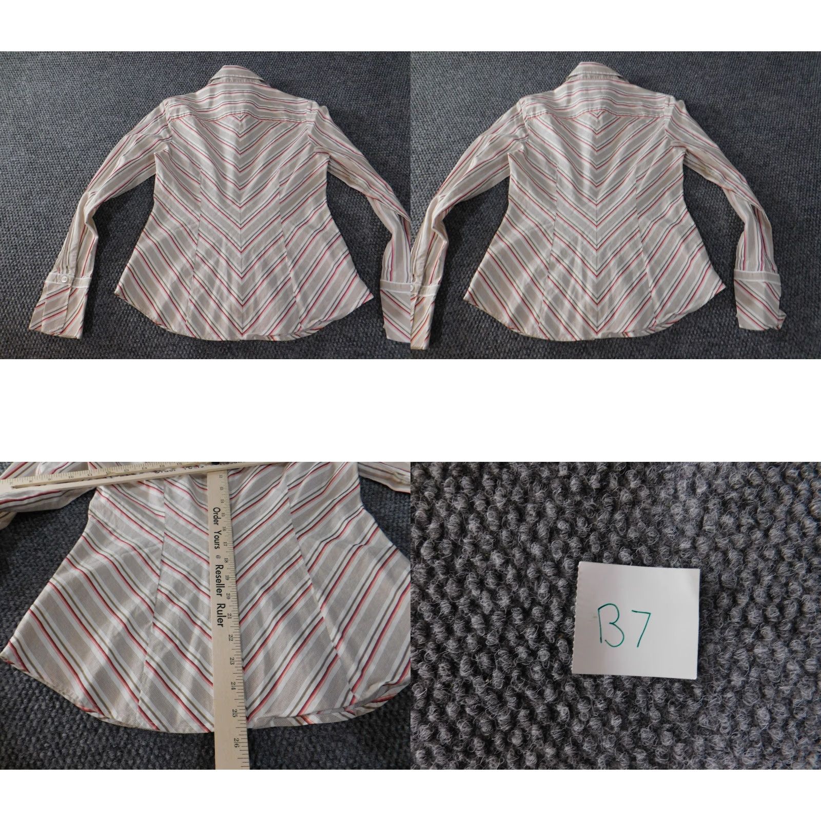 Ann Taylor Ann Taylor Loft Womens Blouse Small beige striped Button-Up top rayon office Size S / US 4 / IT 40 - 8 Thumbnail