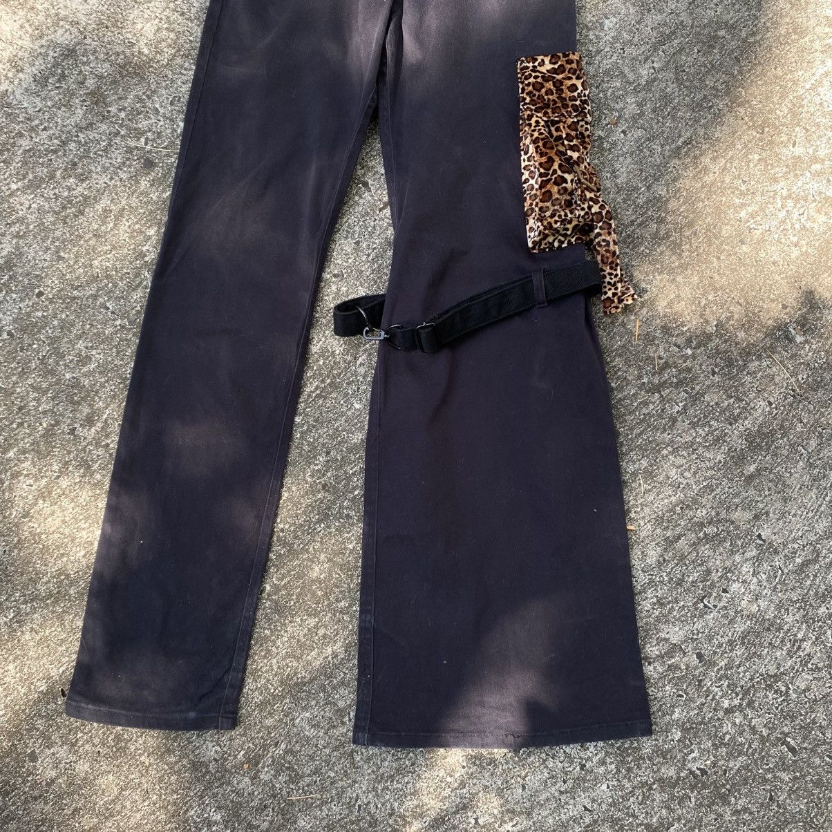 Japanese Brand × Seditionaries HUNDRED CLUB Y2K Punk Black Cargo Pants with Leopard Trim Size 32" / US 10 / IT 46 - 12 Thumbnail