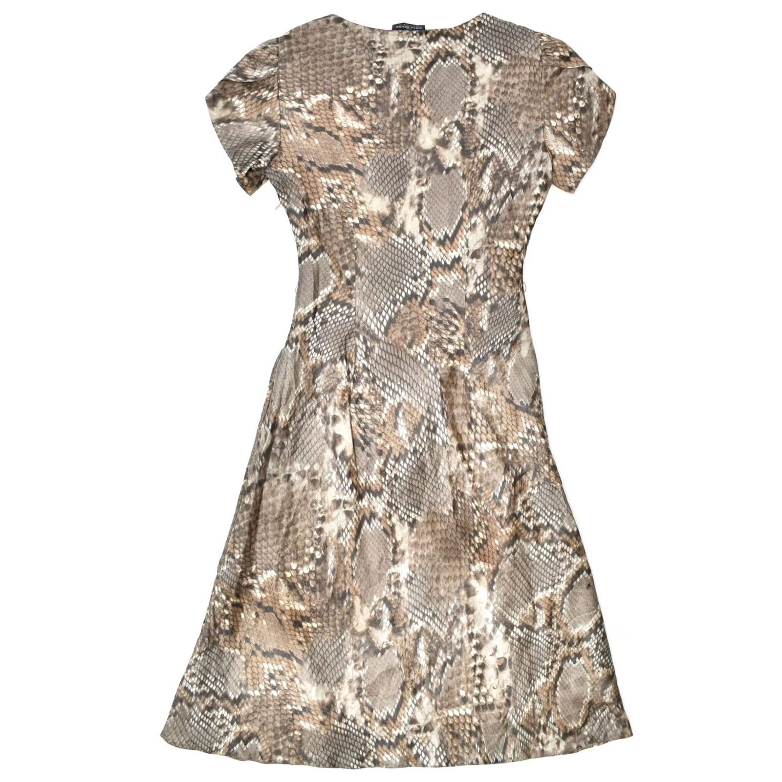 Vintage VINTAGE YOUR SIXTH SENSE Womens Dress UK 12 Medium Brown Animal Print A-Line Size M / US 6-8 / IT 42-44 - 2 Thumbnail