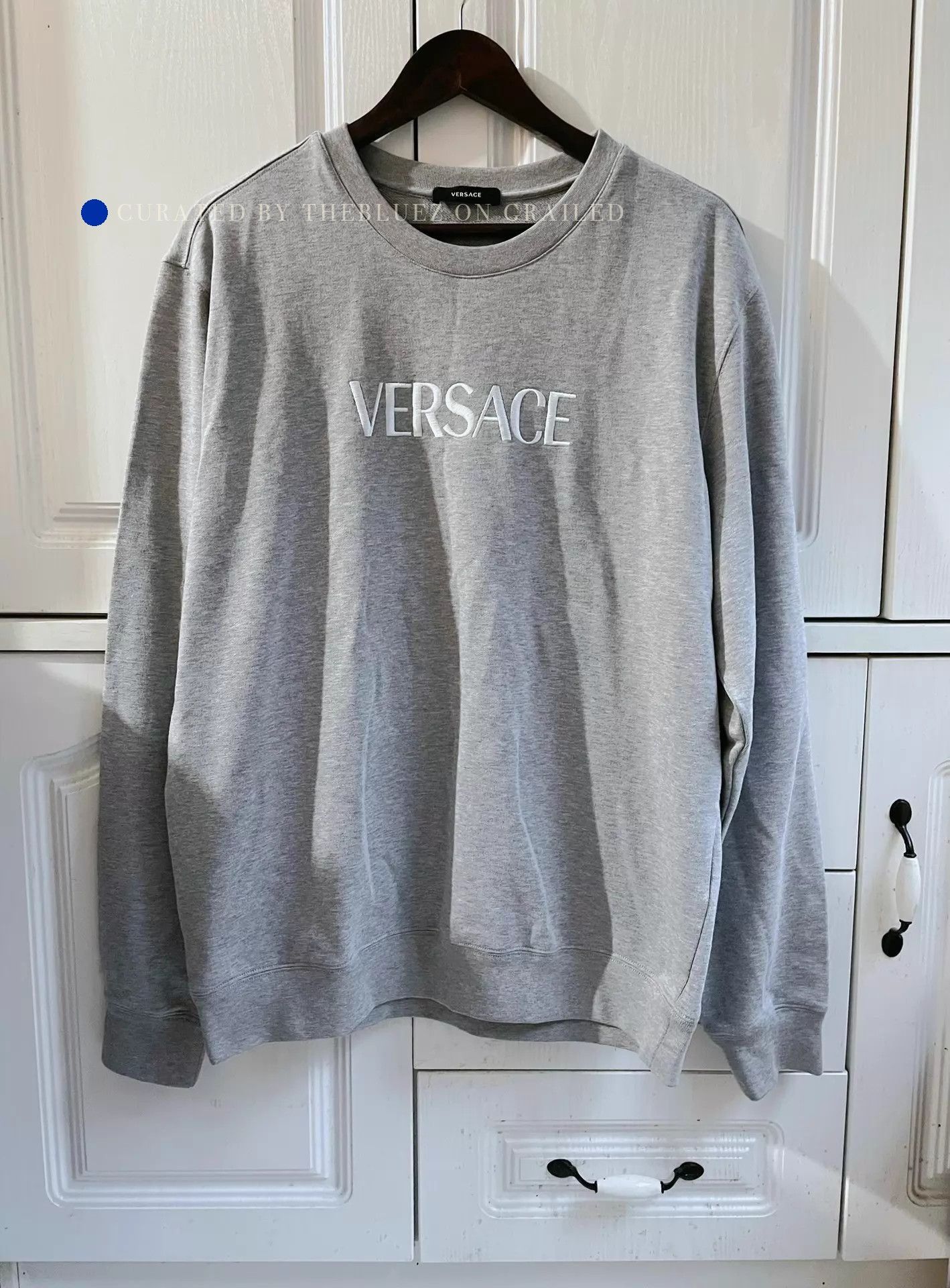 Versace Runway Logo Embroidered Knit Sweatshirt XL Size US XL / EU 56 / 4 - 1 Thumbnail