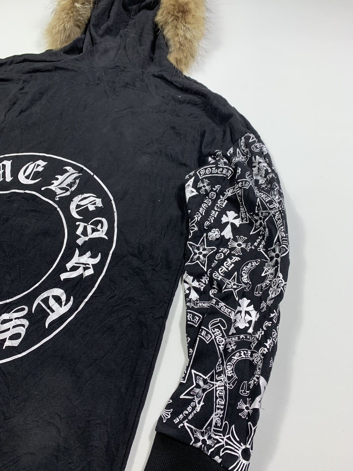 If Six Was Nine × Japanese Brand × Le Grande Bleu (L.G.B.) Crazy Fesyen Distressed Faux Fur Hoodie Cross y2k Style Size US L / EU 52-54 / 3 - 3 Thumbnail