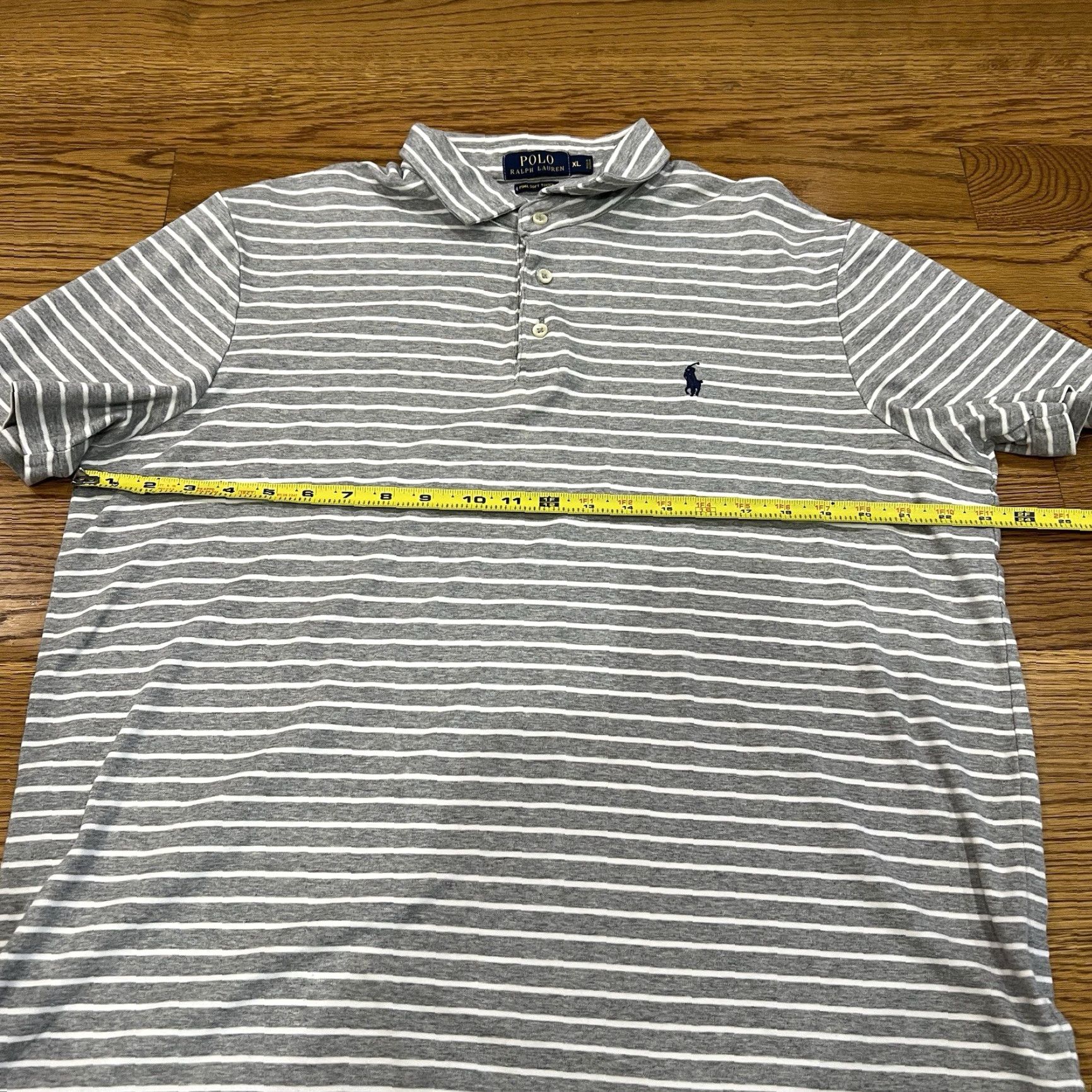 Polo Ralph Lauren Polo Ralph Lauren Gray Stripe Classic Fit Polo Shirt Mens XL Pima Cotton Golf Casual Size US XL / EU 56 / 4 - 7 Thumbnail