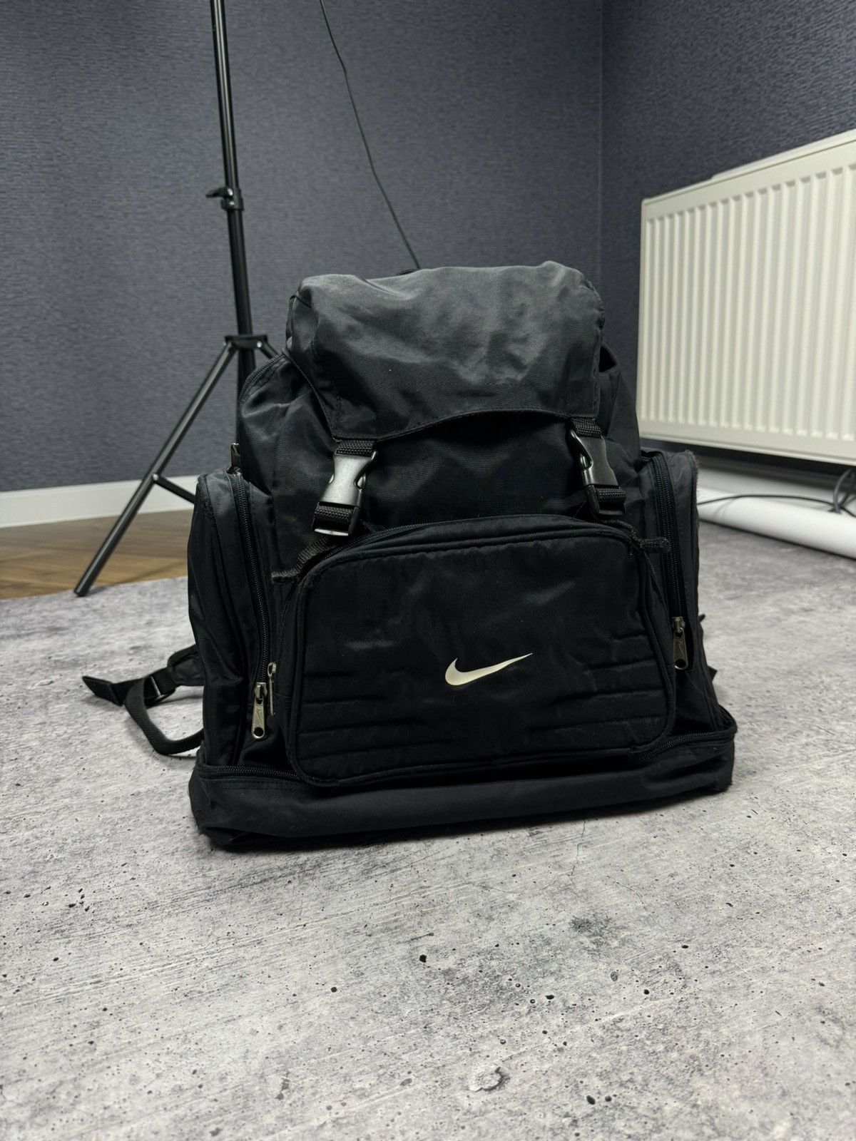 Vintage Nike 90’s Y2K Swoosh Logo Drill Archive Backpack Bag