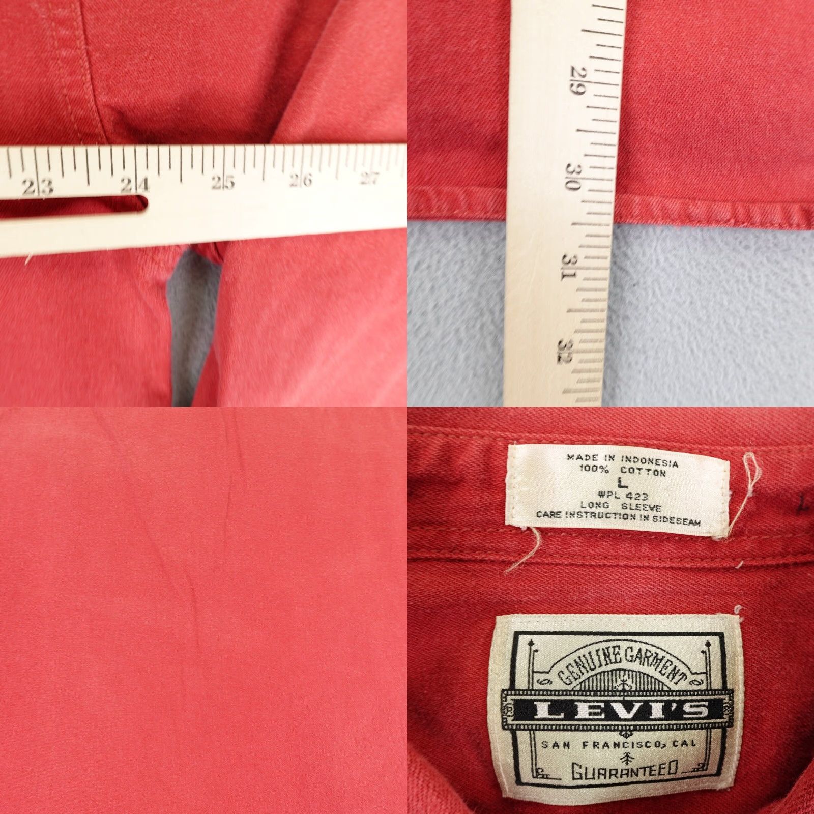 Levi's VINTAGE Levi's Shirt Mens Large Red Twill Button Up Flap Pockets Silver Medal 90s Button-Down Collar-Down 90s Outdoor Mens Size US L / EU 52-54 / 3 - 8 Thumbnail