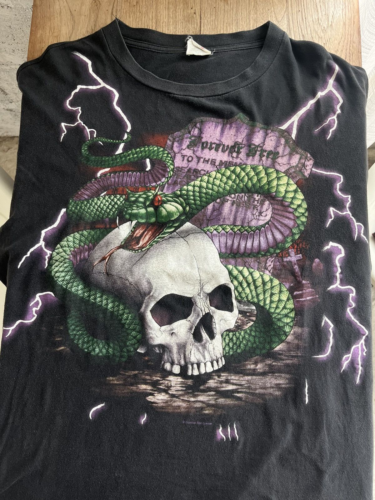 Vintage Vintage AMERICAN THUNDER Forever Free Snake Skull 90’tshirt Size US XXL / EU 58 / 5 - 4 Thumbnail