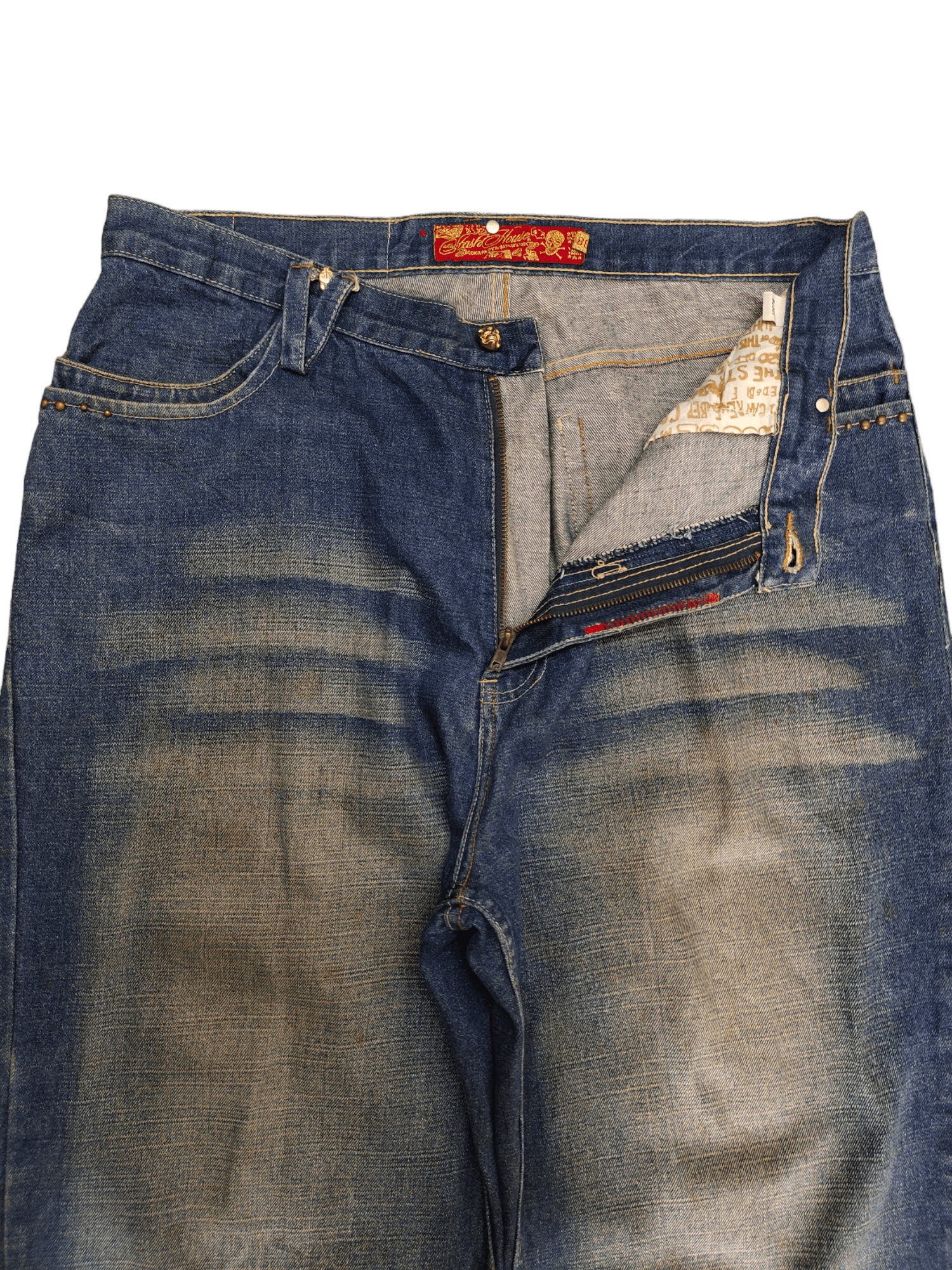 Kapital Stash House Skull Dollar Patch Denim Wide Leg Baggy Jeans Size US 37 - 16 Thumbnail