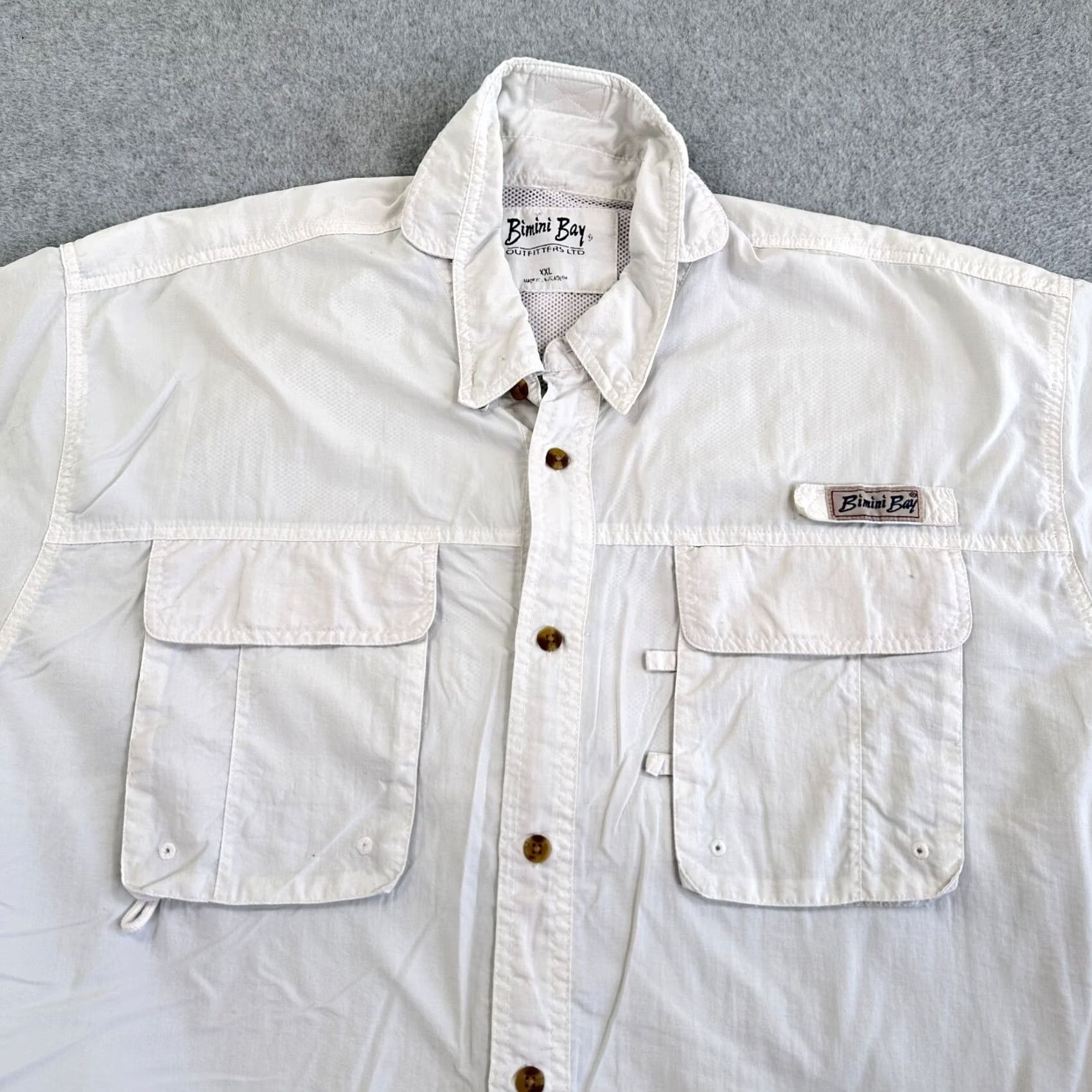 Vintage Bimini Bay Outfitters LTD Button-Up Shirt White XXL Short Sleeve Men Regular Pockets Casual Classics Size US XXL / EU 58 / 5 - 3 Thumbnail