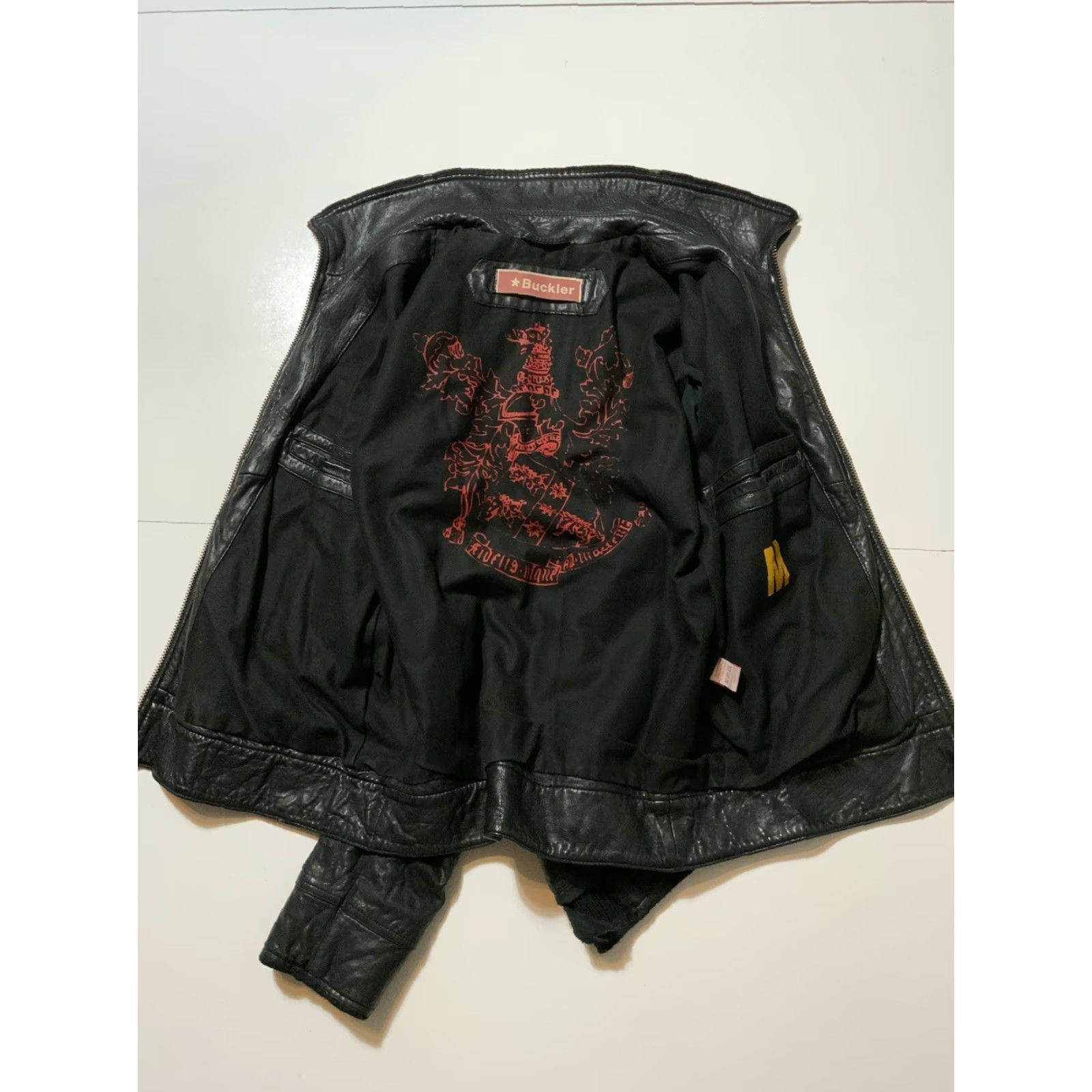 Vintage VINTAGE Andrew Buckler Faithful Unto Death Fidelis Usque Ad Mortem Leather Biker Jacket Mens M Black Leather Motorcycle Jacket Size US M / EU 48-50 / 2 - 3 Thumbnail