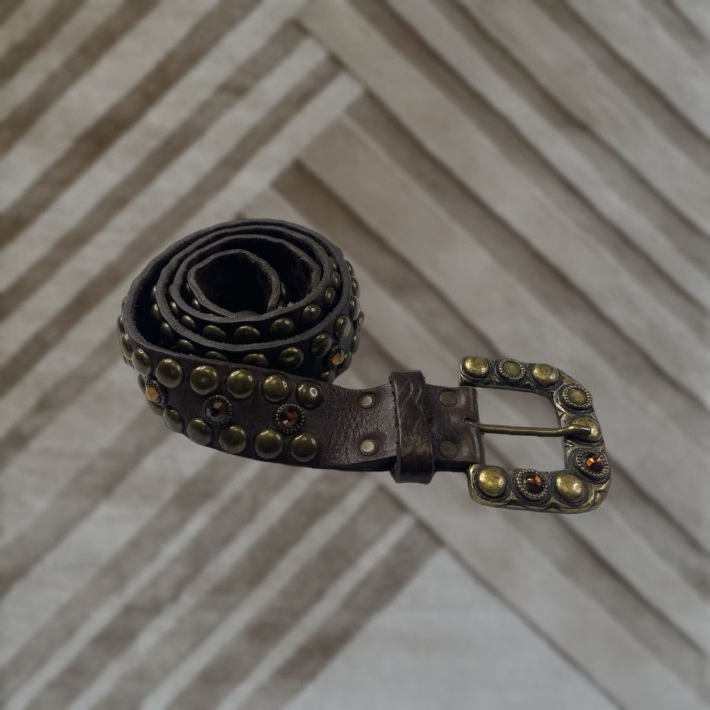 Vintage VINTAGE LEATHEROCK Studded Belt Leather Black Women Size 37 Rock Belt Accessories Womens Mens Girls Size ONE SIZE - 1 Thumbnail