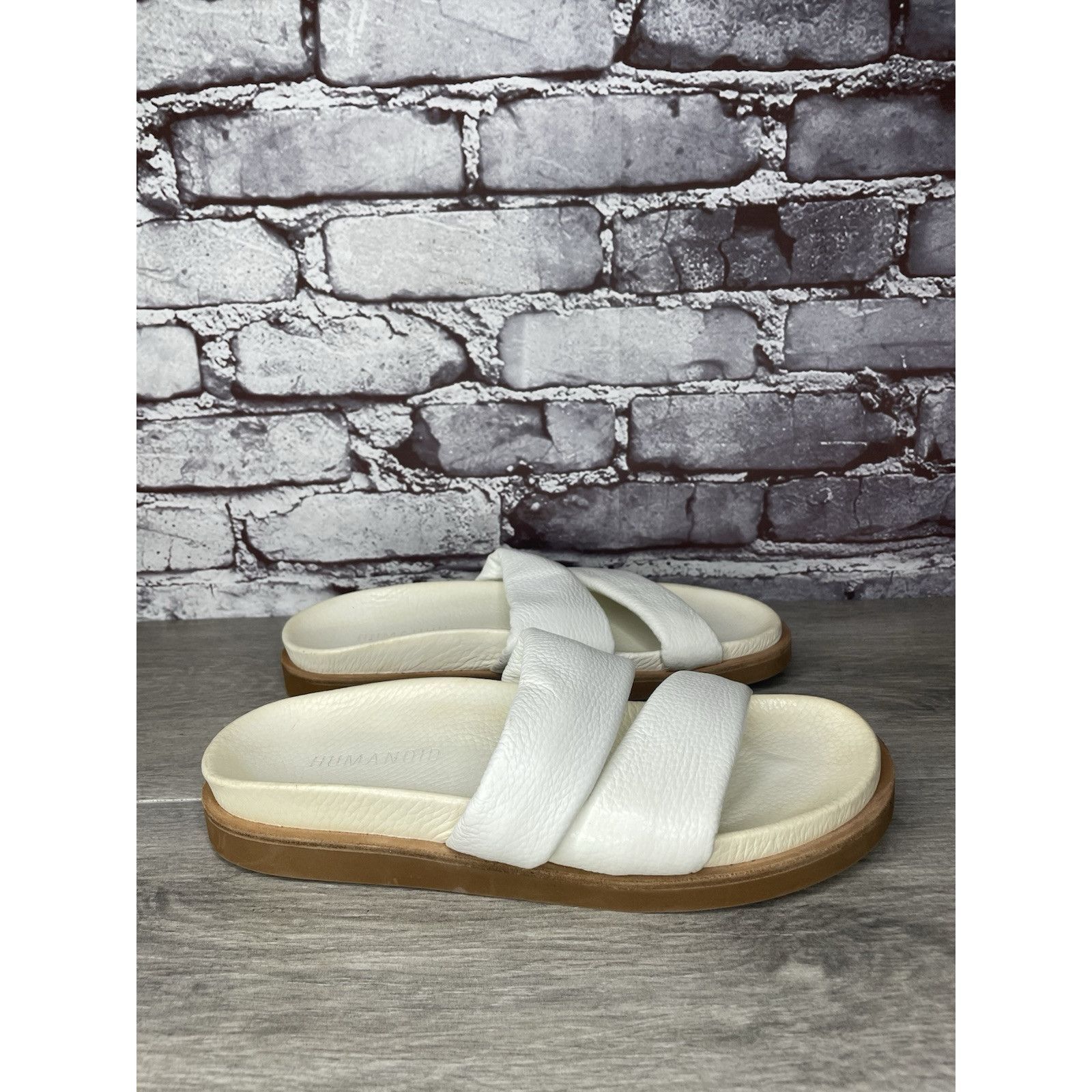 Other Humanoid White Leather Platform Strap Slides Wedge Sandals W Size US 8.5 / IT 38.5 - 3 Thumbnail