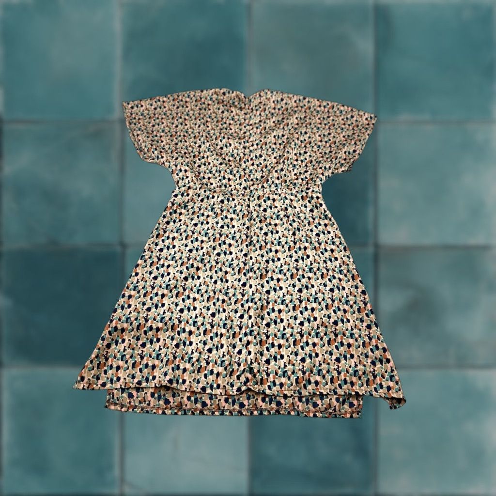 Nasty Gal Nasty Gal Dress Women’s 6 Pink Beige Green Rust V-Neck Half Sleeve Fit & Flare Knee Length No Belt Womens Size M / US 6-8 / IT 42-44 - 1 Thumbnail
