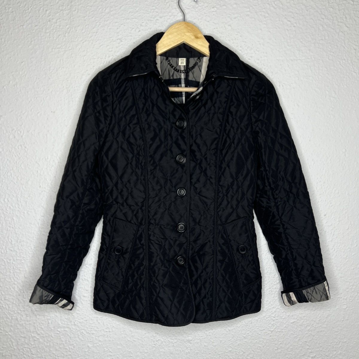 image of Avant Garde x Burberry London Jacket Coat Nova Check Quilted Black, Women's (Size Small)