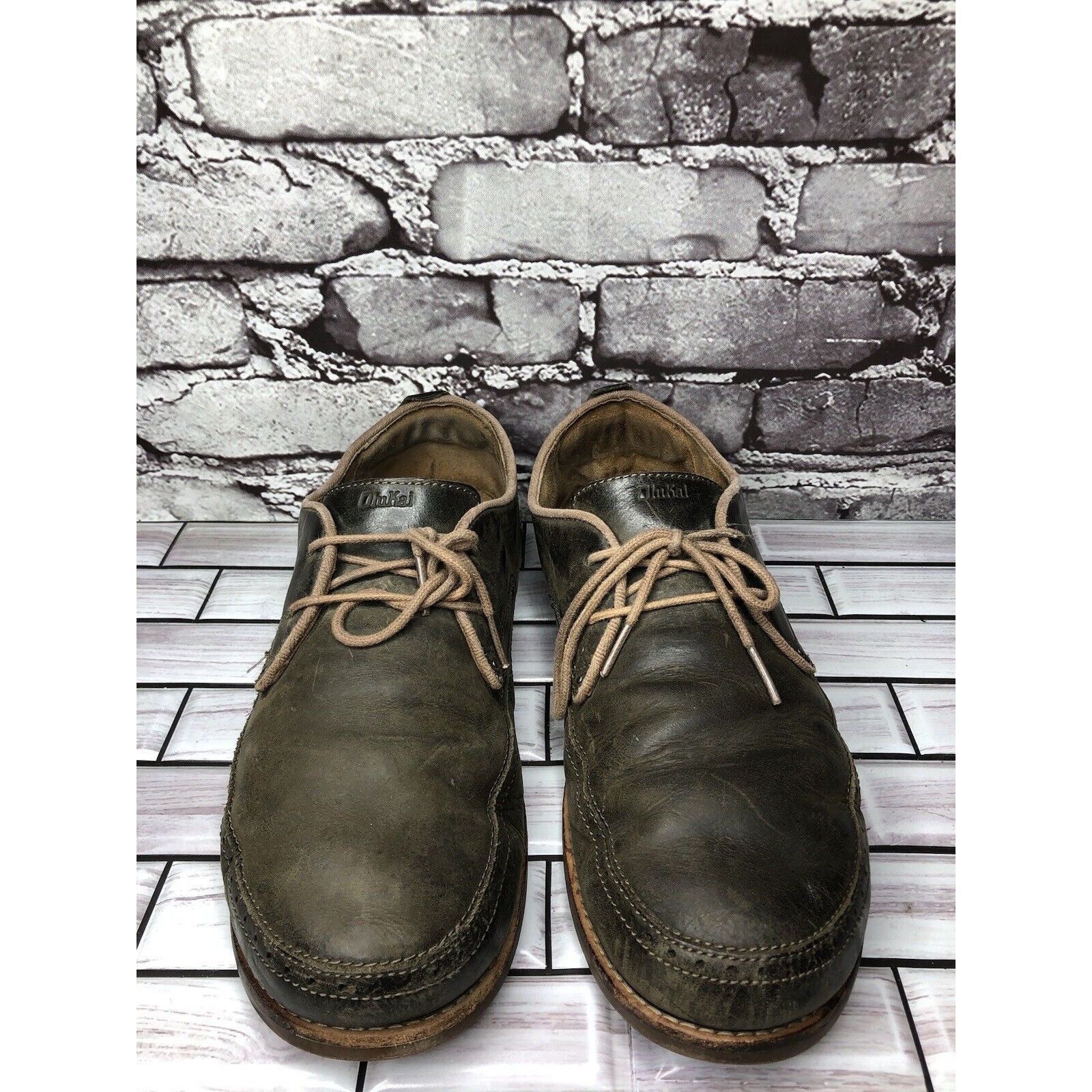 Olukai Olukai Honolulu Lace Olive Green Leather Casual Oxfords Shoe Size US 10 / EU 43 - 12 Thumbnail