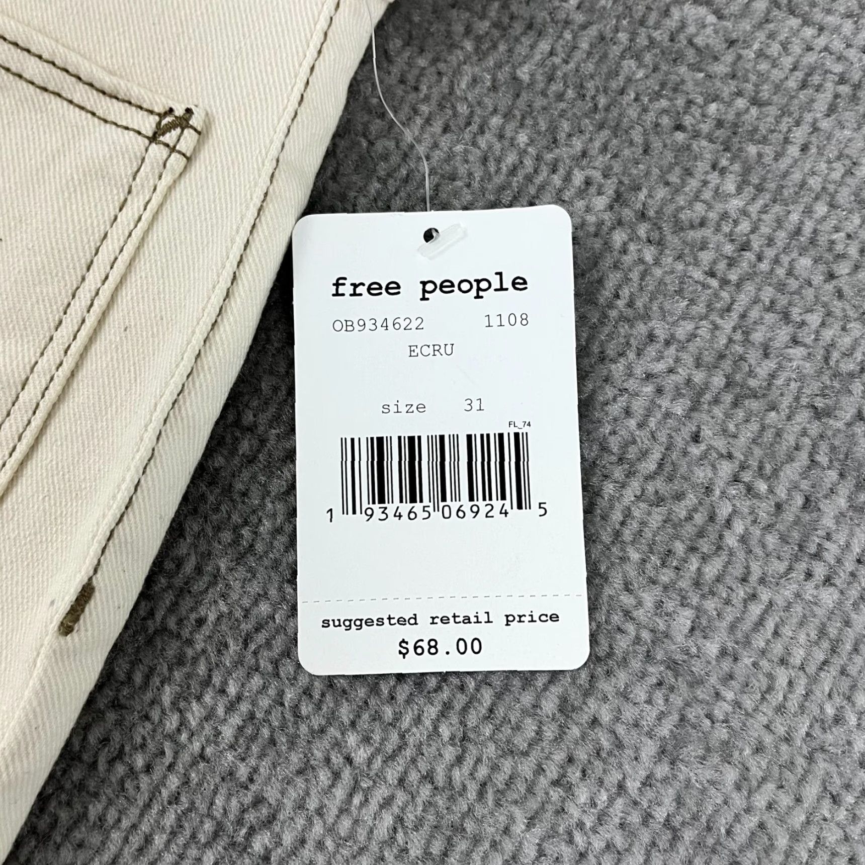 Free People FREE PEOPLE High Rise Denim Shorts Womens Size 31 White Distressed Casual NEW Size 24" / US 00 / IT 34 - 2 Thumbnail