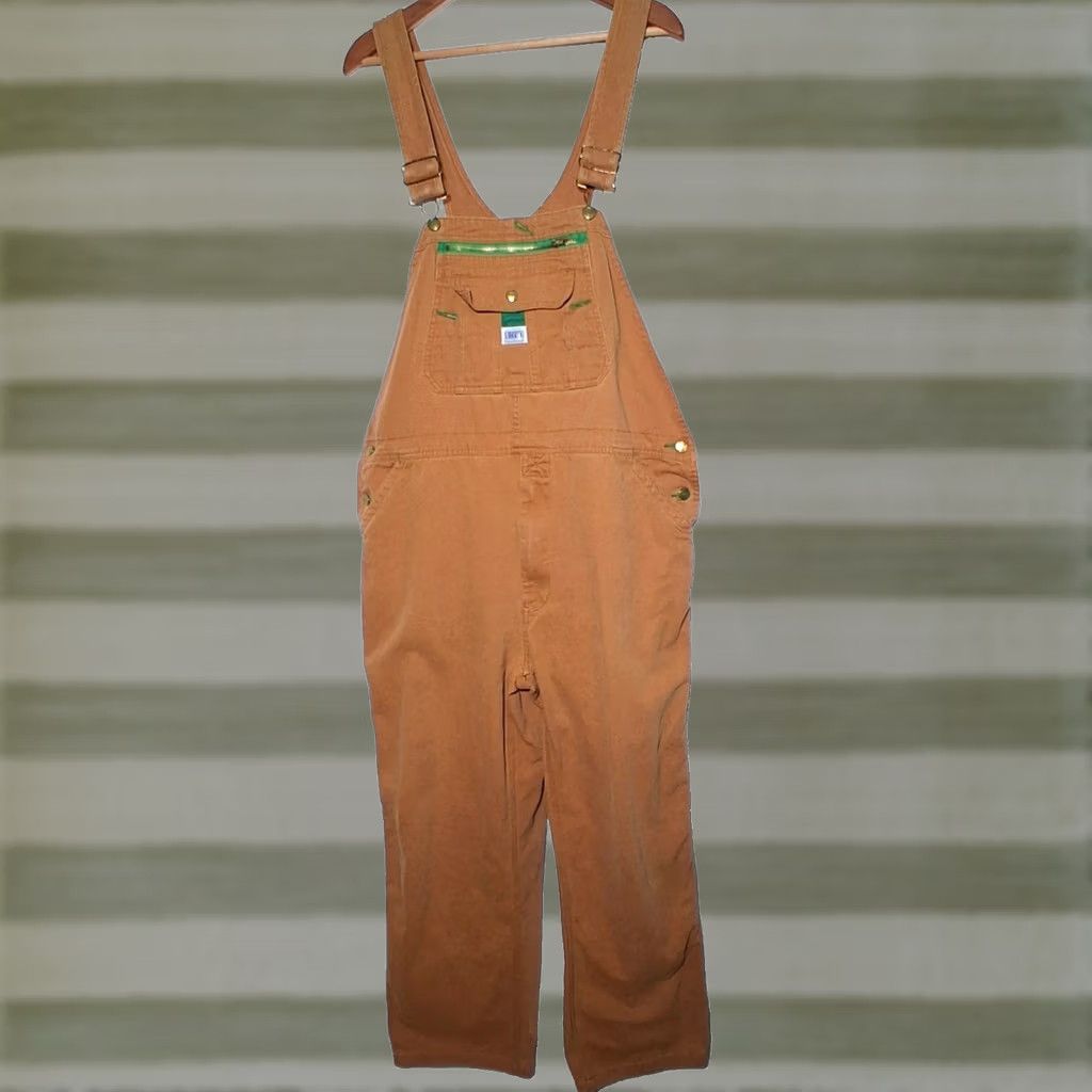 Vintage Liberty Overalls Men 42x28 Brown Canvas Carpenter Work Pants Bib Overalls Workwear Bibs Men Regular 42in Waist 28in Inseam Brown Canvas Size US 42 / EU 58 - 1 Thumbnail