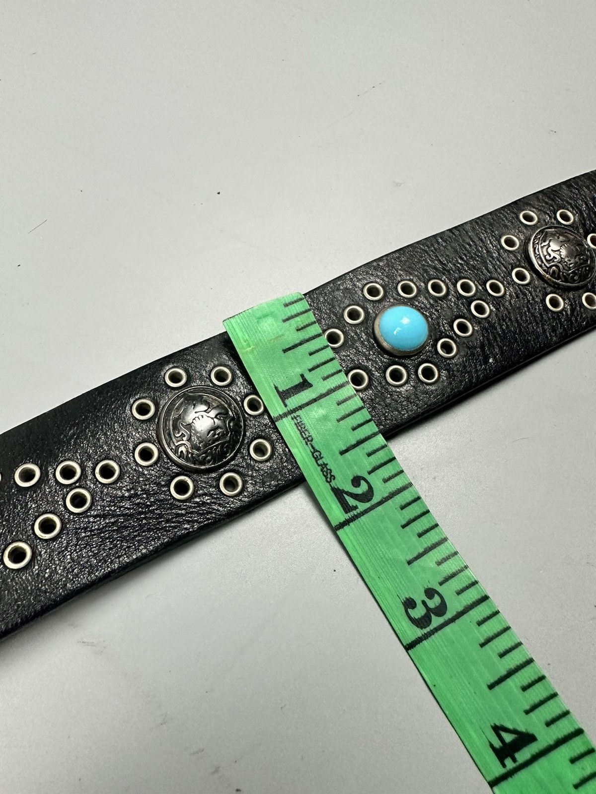Handmade HTC Inspired Black Leather Stud and Turquoise Stone Belts Size 34 - 11 Thumbnail