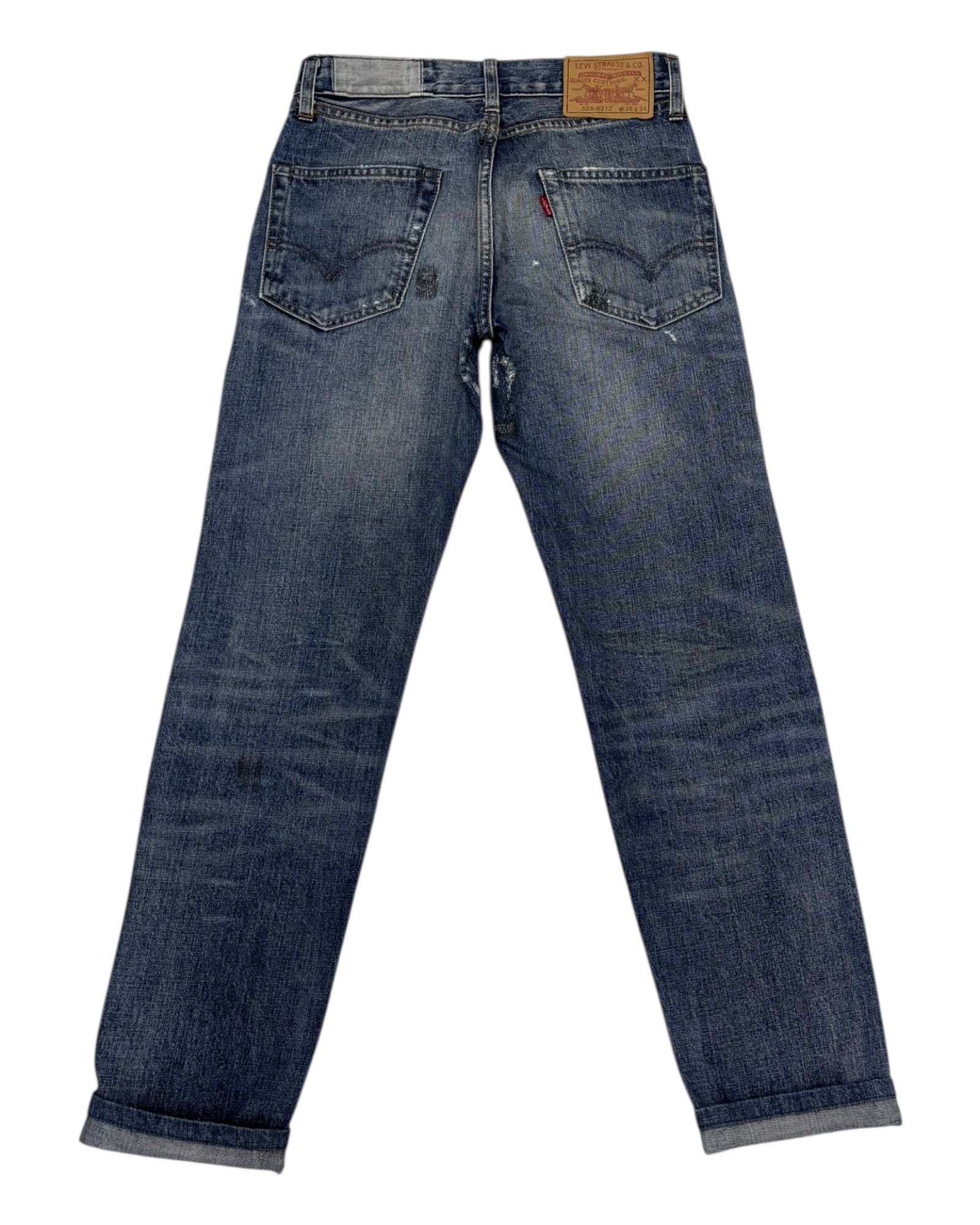Levi's VINTAGE LEVIS 505 BIG E SELVEDGE DISTRESSED DENIM JEAN Size 27" / US 4 / IT 40 - 2 Thumbnail