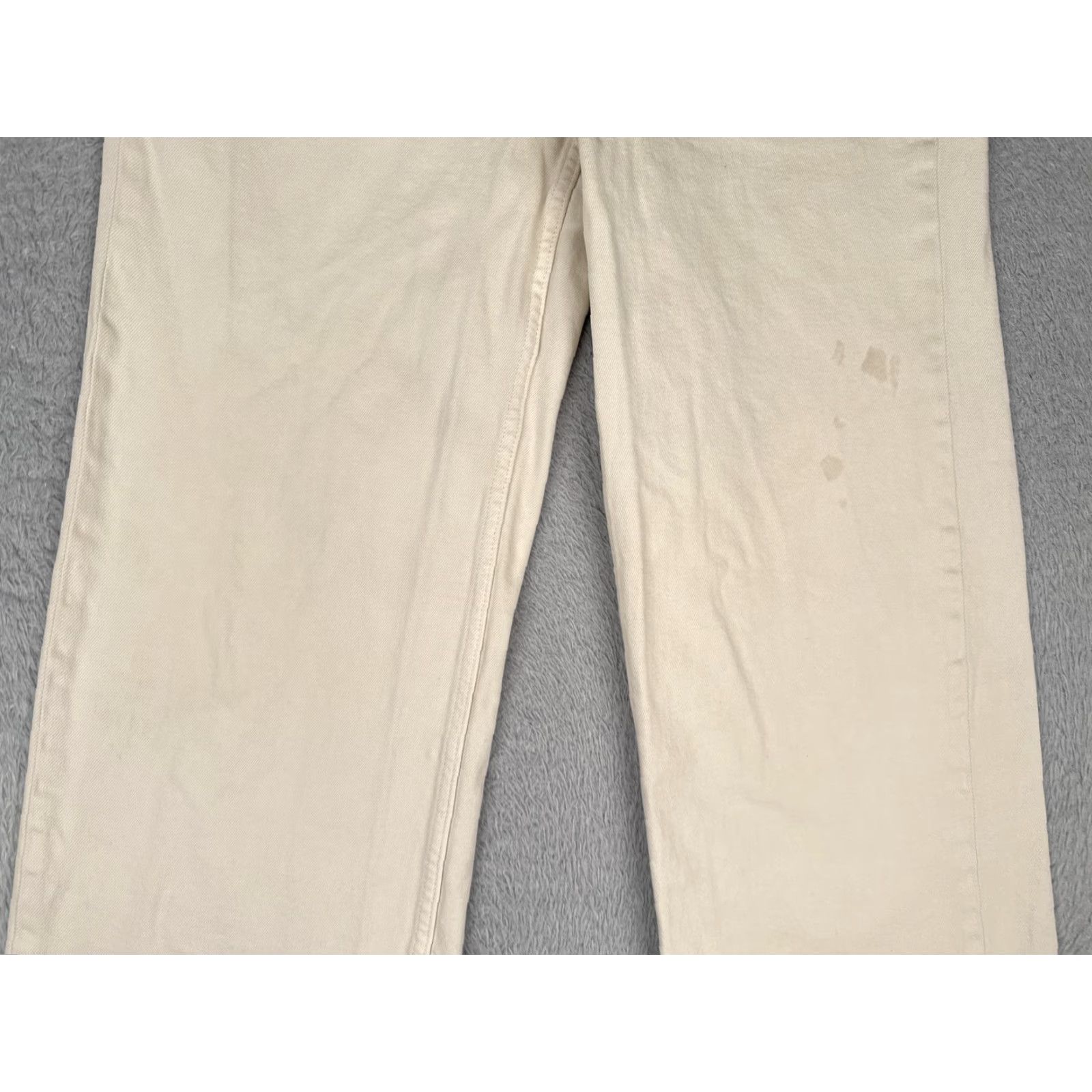 Vintage Free Assembly Jeans Womens 4 Beige Wide-Leg High Rise Raw Hem Cotton 27x26 Size 27" / US 4 / IT 40 - 3 Thumbnail