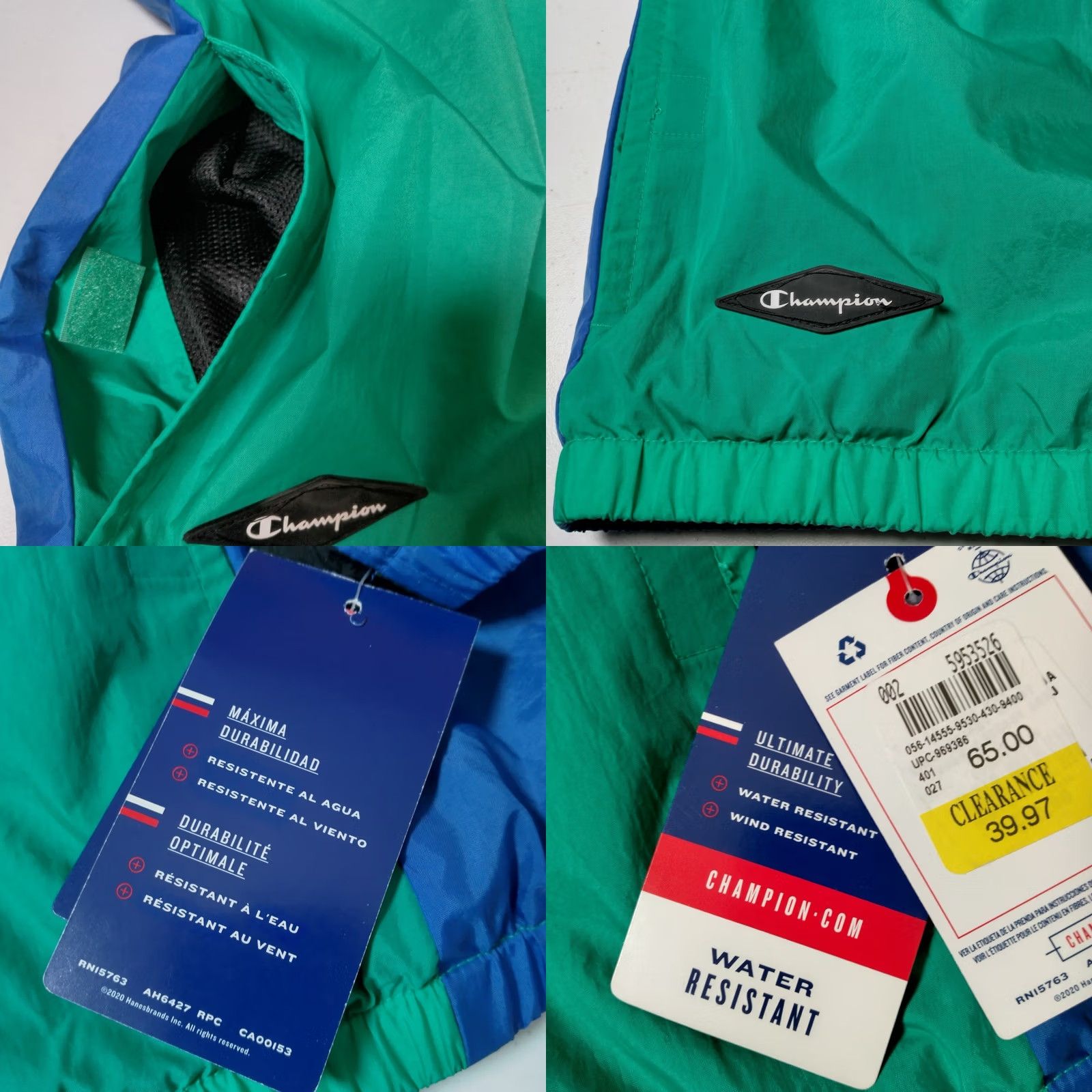 Champion Champion Windbreaker Jacket Men Medium Blue Black Colorblock Retro Full Zip New Size US M / EU 48-50 / 2 - 10 Thumbnail