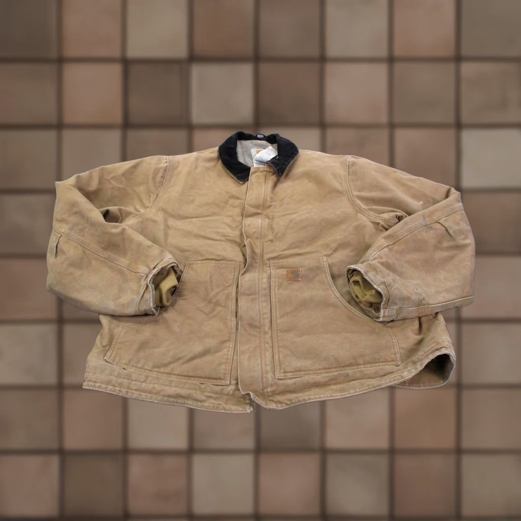 Carhartt Carhartt Jacket Mens 2XLT Beige Chore Coat Sherpa Lined Outdoors Work J184 CML Jacket 2XLT Brown Full Zip Cotton Canvas Windbreaker Mens Size US XXL / EU 58 / 5 - 1 Thumbnail