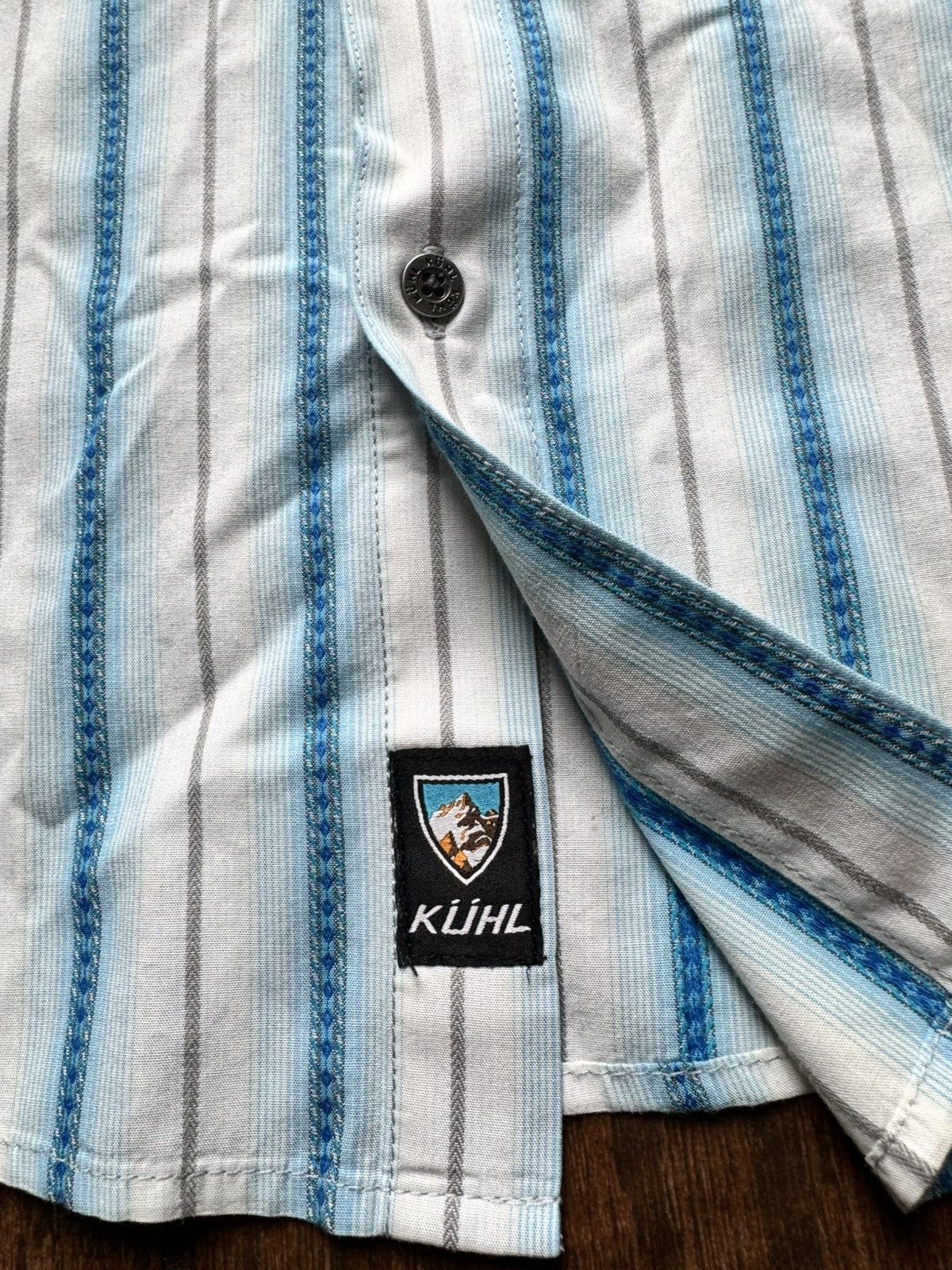 Kuhl KUHL Shirt Suncel Men L Button Up Short Sleeve Blue Striped Size US L / EU 52-54 / 3 - 4 Thumbnail