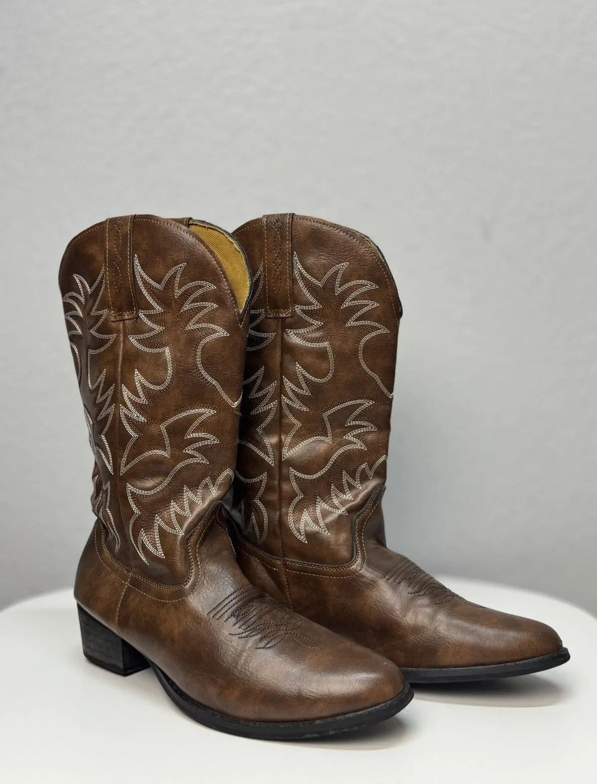 Western Rise 👉 Vintage High Leather Cowboy Boots – Rick Owens Opium Size US 9 / EU 42 - 4 Thumbnail