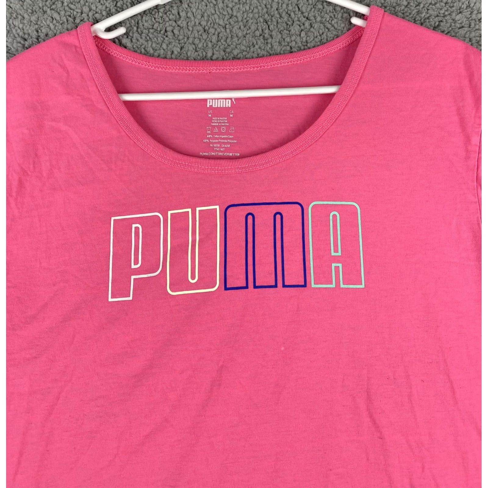 Puma PUMA Graphic Tee Shirt Women’s Medium Pink Crew Neck Short Sleeve Logo 100% Cotton Basic All Seasons Ladies Tee Size M / US 6-8 / IT 42-44 - 2 Thumbnail