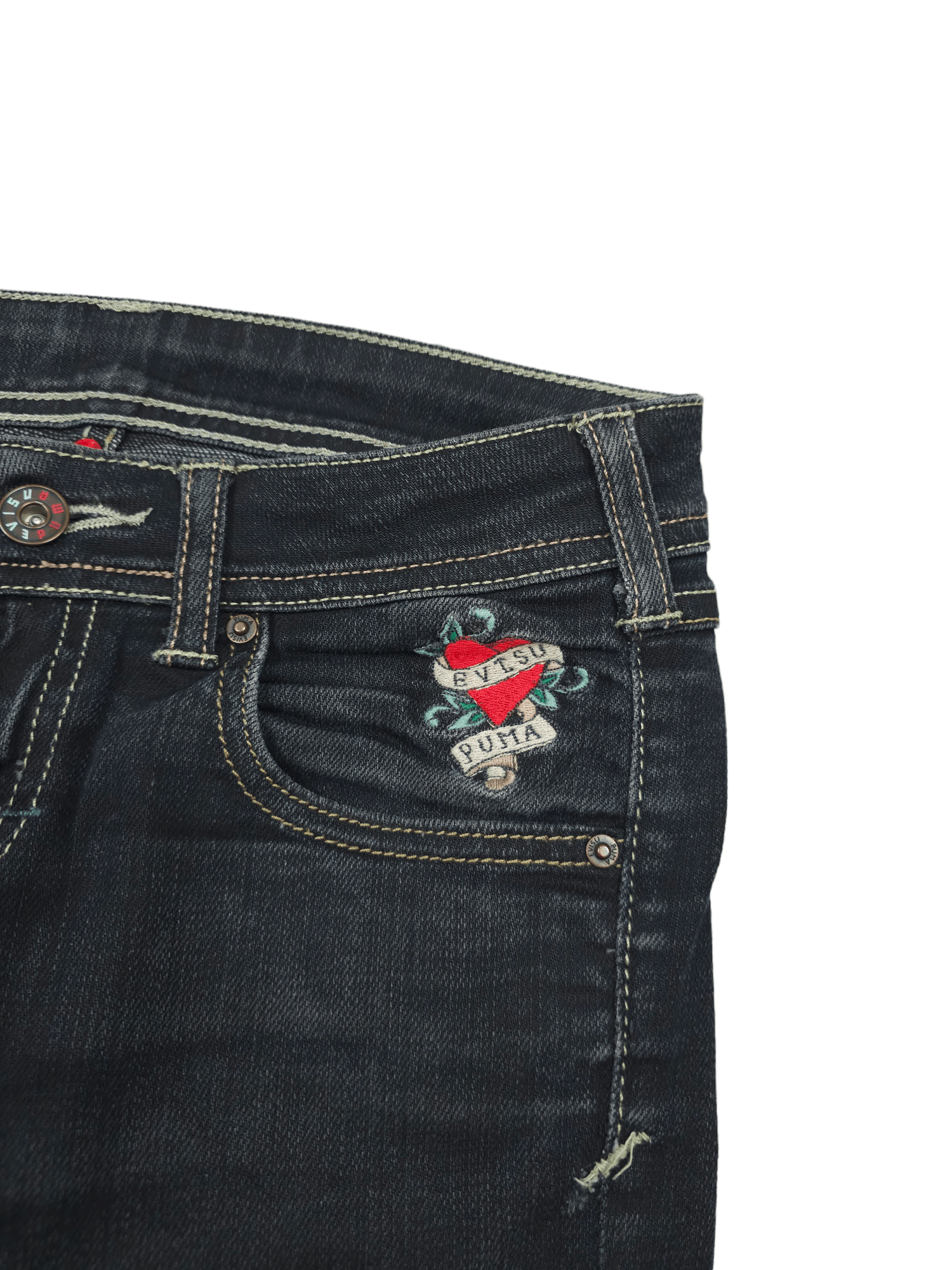 Evisu × Vintage 💎 26/32 Evisu X Puma Skinny Women's Denim Jeans Y2K Size 26" / US 2 / IT 38 - 8 Thumbnail