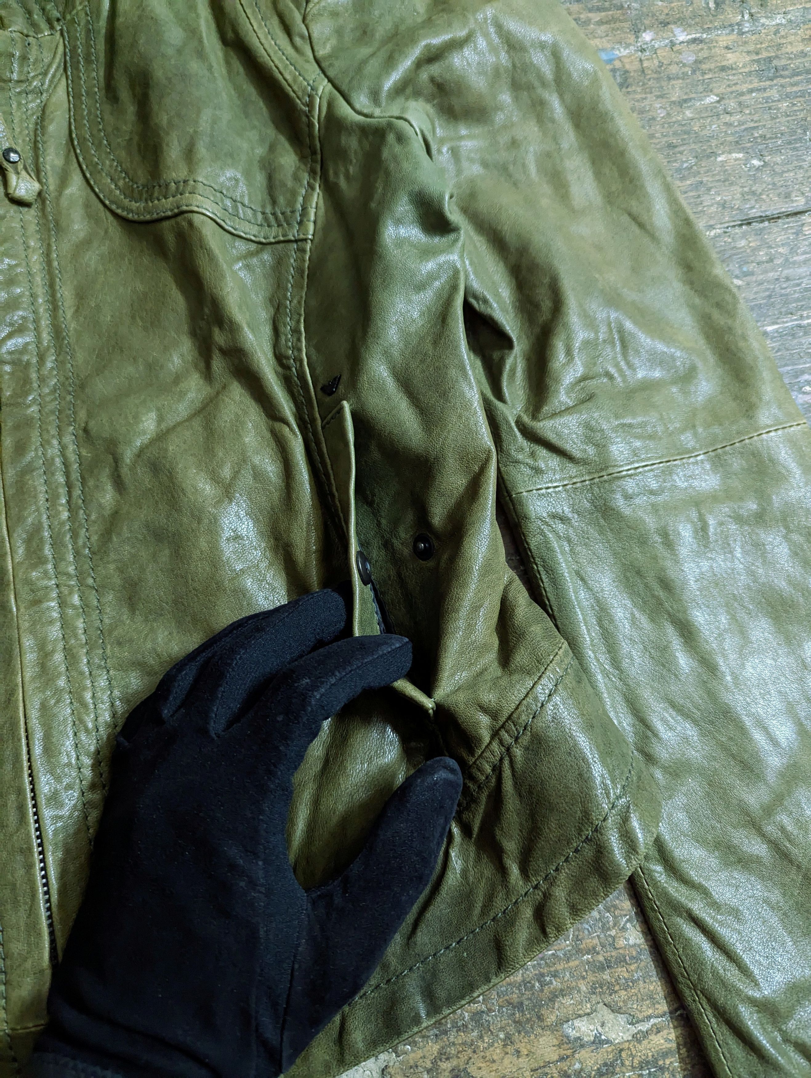 Armani 00s Armani Jeans Details Stitching Leather Jacket Size S / US 4 / IT 40 - 3 Thumbnail