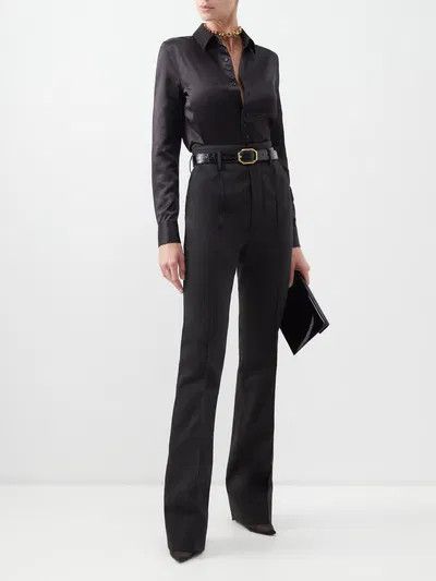 Saint Laurent Paris o1y0126 Silk Shirt in Black Size M / US 6-8 / IT 42-44 - 5 Thumbnail