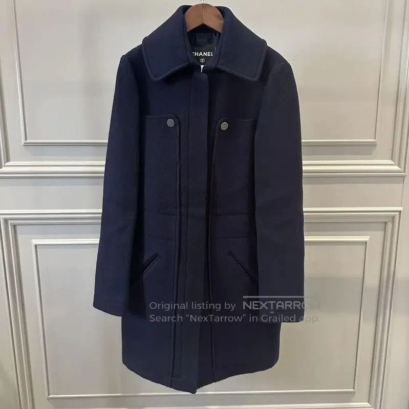 Chanel Chanel Navy Long Coat for Women . Size S / US 4 / IT 40 - 1 Thumbnail
