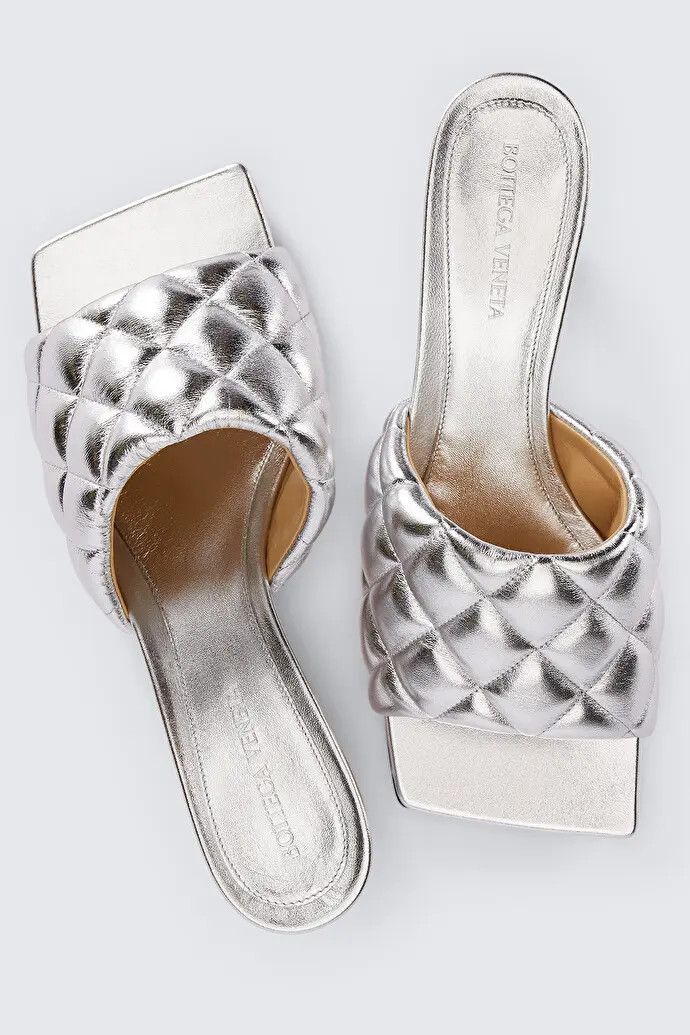 Bottega Veneta o1n1vont1224 Padded Sandal Mules in Silver Size US 10 / IT 40 - 4 Thumbnail