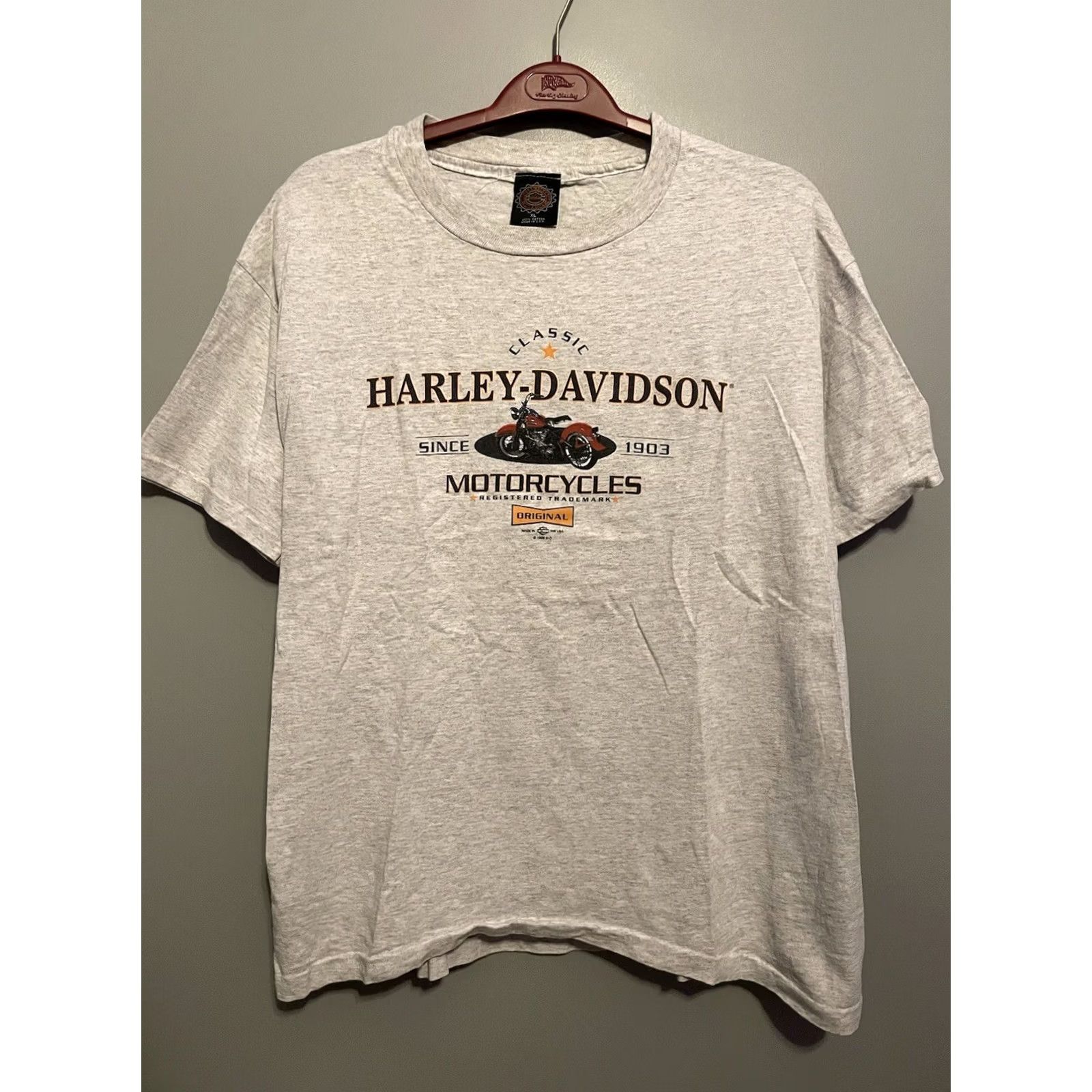Harley Davidson VINTAGE Harley-Davidson Motorcycle Shirt Adult XL Gray Cotton 1990s Men T-Shirt Short Sleeve Crew Neck Size US XL / EU 56 / 4 - 2 Thumbnail