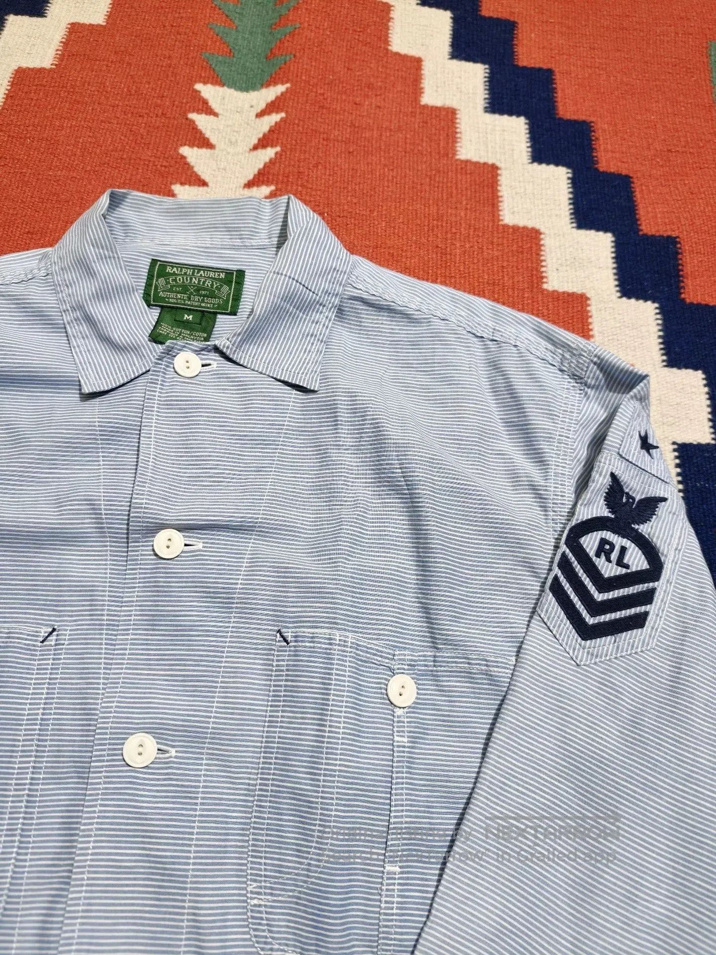 Vintage Vintage Ralph Lauren Country Navy Striped Shirt. Size US M / EU 48-50 / 2 - 3 Thumbnail