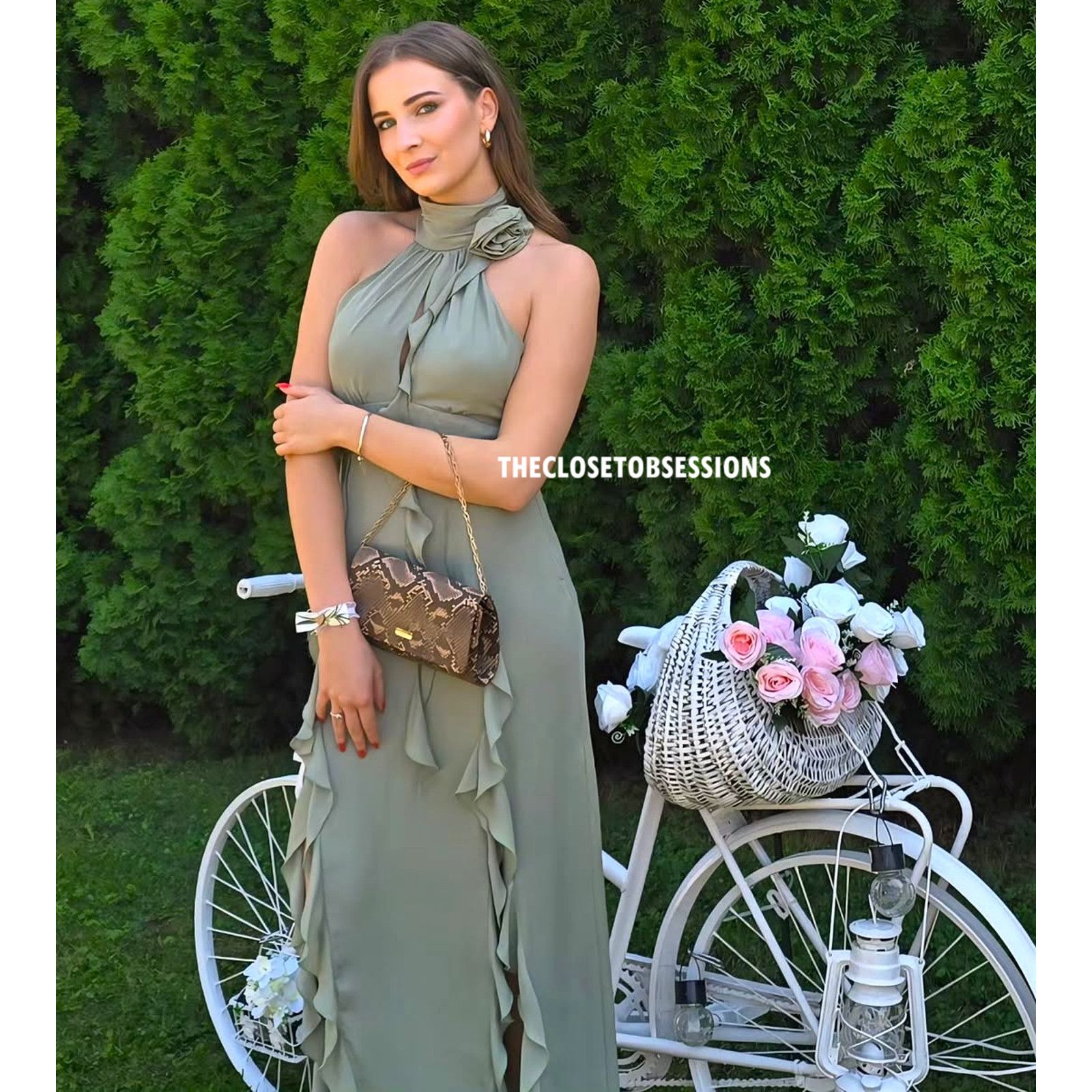 Zara ZARA Green Halter Midi Dress NWT Size L / US 10 / IT 46 - 8 Thumbnail