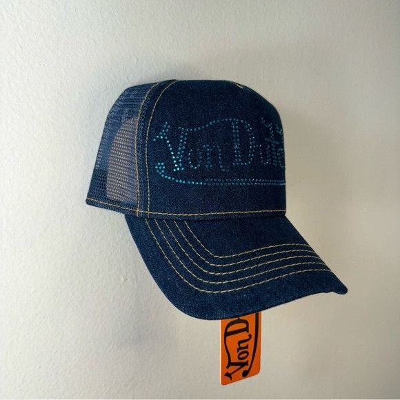 Designer × Von Dutch NWT VON DUTCH DARK STONE DENIM TRUCKER HAT Size 26 - 4 Thumbnail