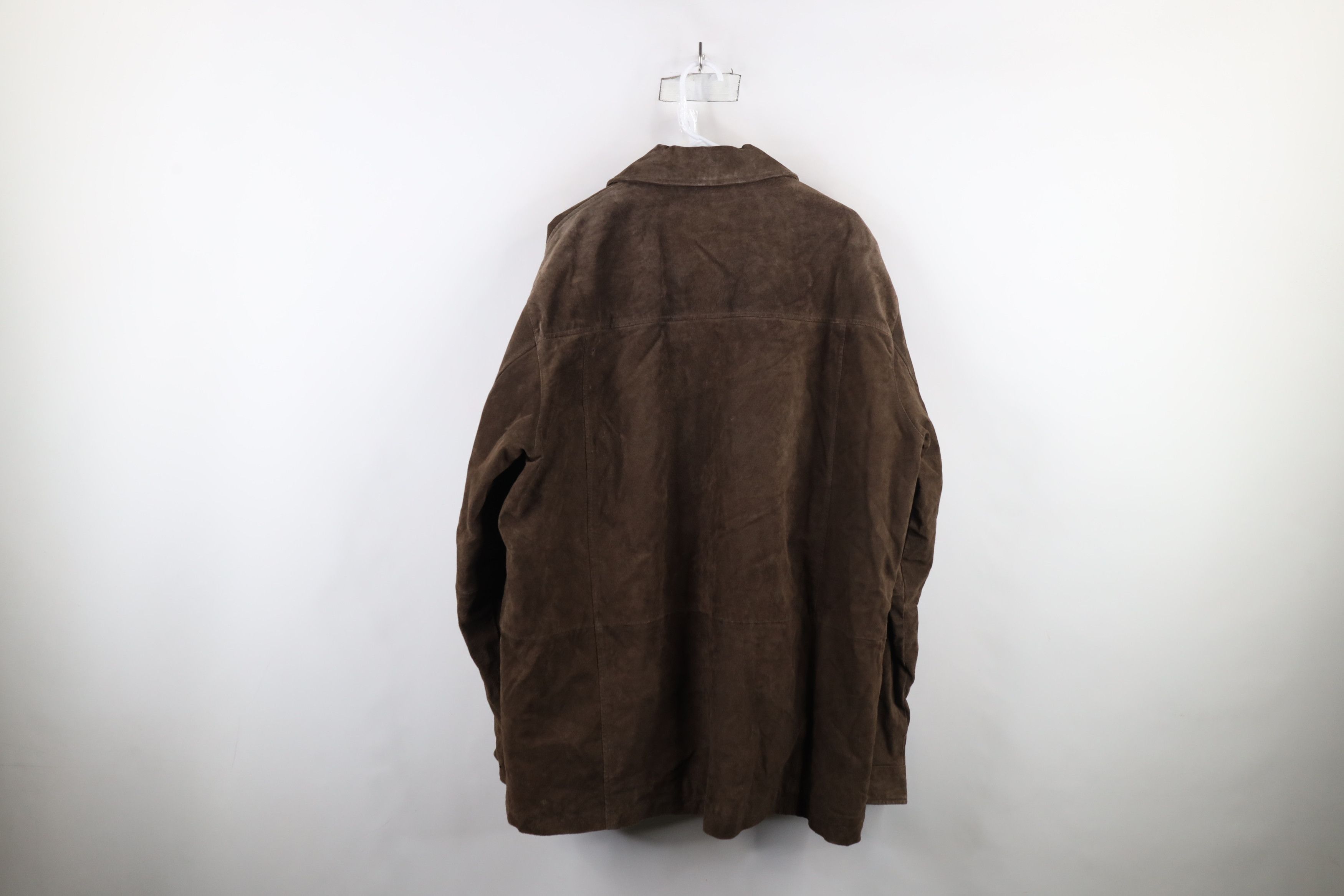 Vintage Vintage 90s Streetwear Suede Leather Full Zip Jacket Brown Size US XXL / EU 58 / 5 - 14 Thumbnail