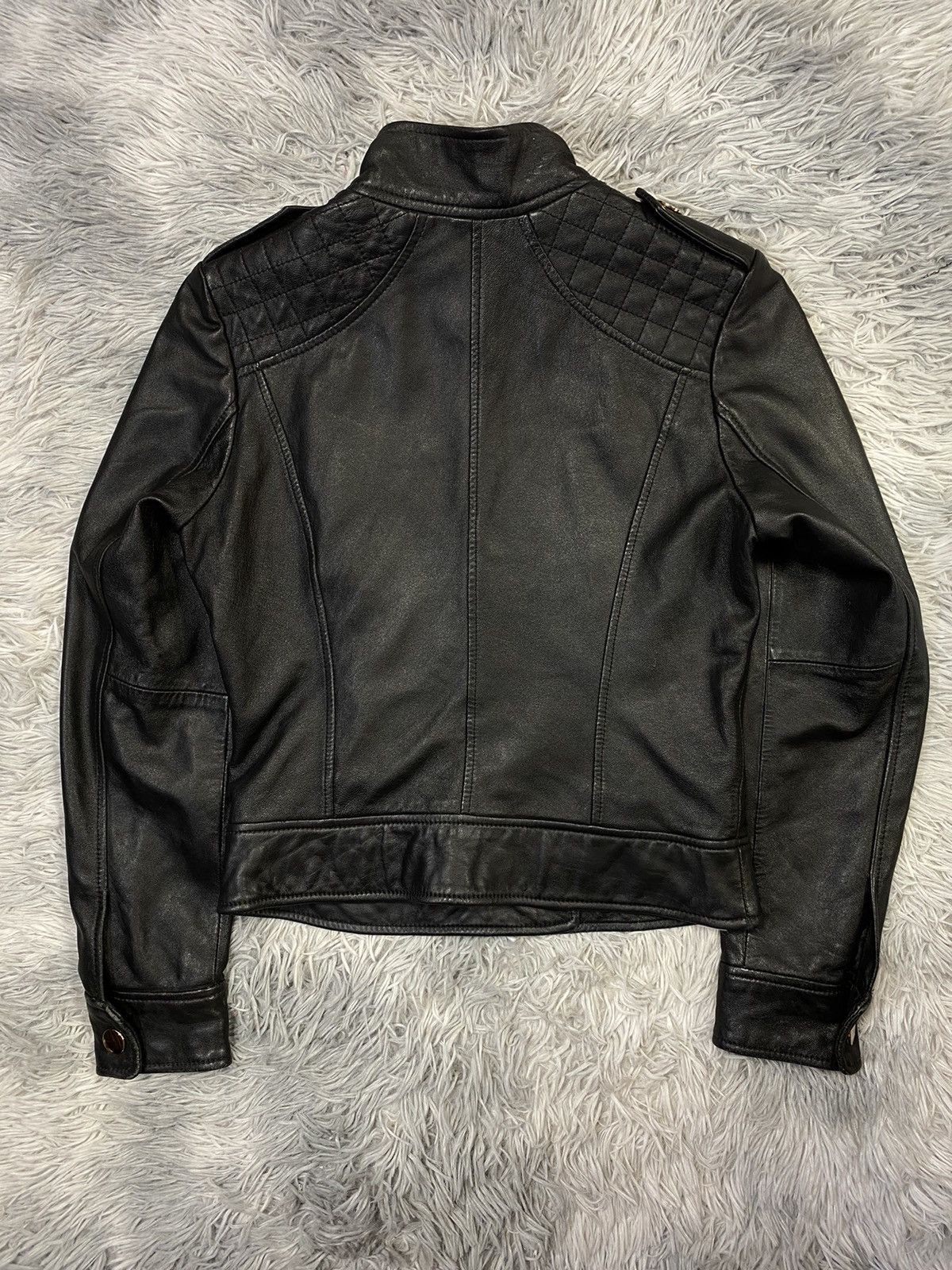 Vintage Moda International Black Leather Moto Jacket Japanese Brand Size ONE SIZE - 5 Thumbnail