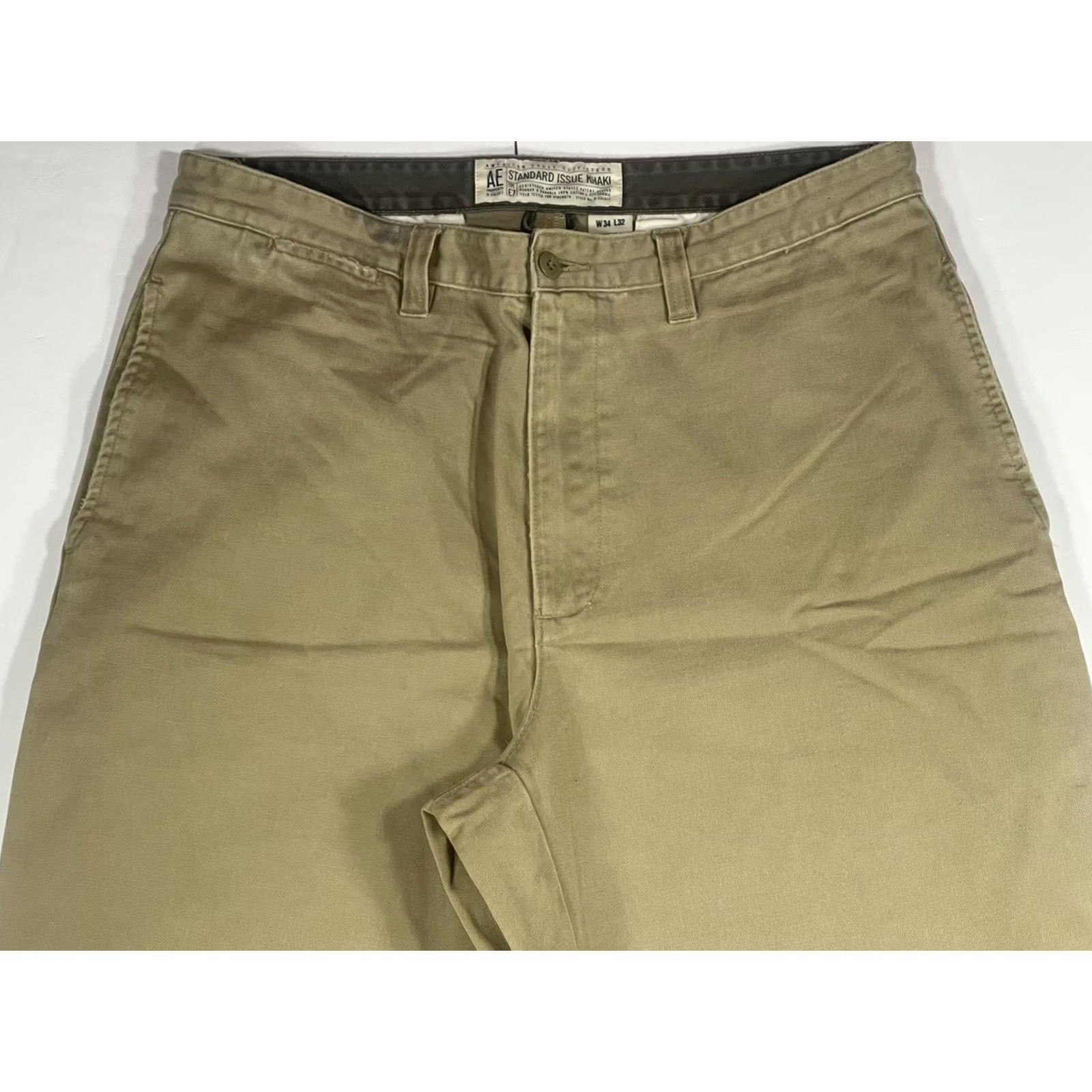 American Eagle Outfitters American Eagle Outfitters Mens Beige Flat Front Khaki Chino Pants Size 34Wx32L - Good Pre-Owned Condition Size US 34 / EU 50 - 2 Thumbnail