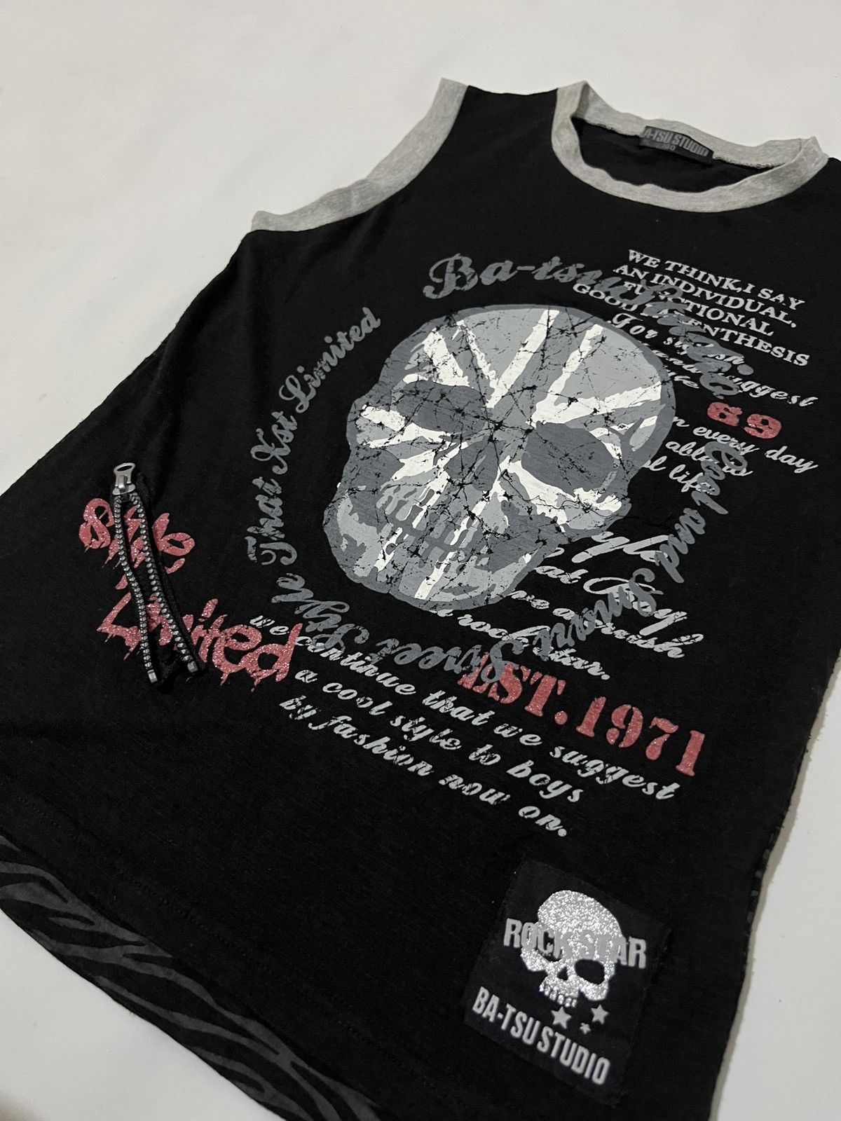 Hysteric Glamour Y2k Ba-tsu studio poem skull camo sleeveles t shirt Size US M / EU 48-50 / 2 - 3 Thumbnail