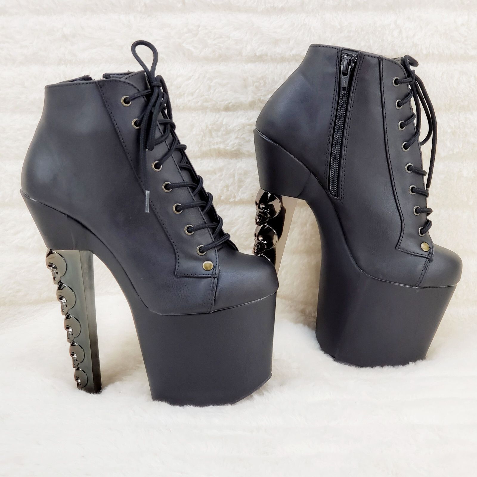 Other Voodoo 1005 Brush Metal Skull Stacked 7" High Heel Platform Size US 10 / IT 40 - 3 Thumbnail