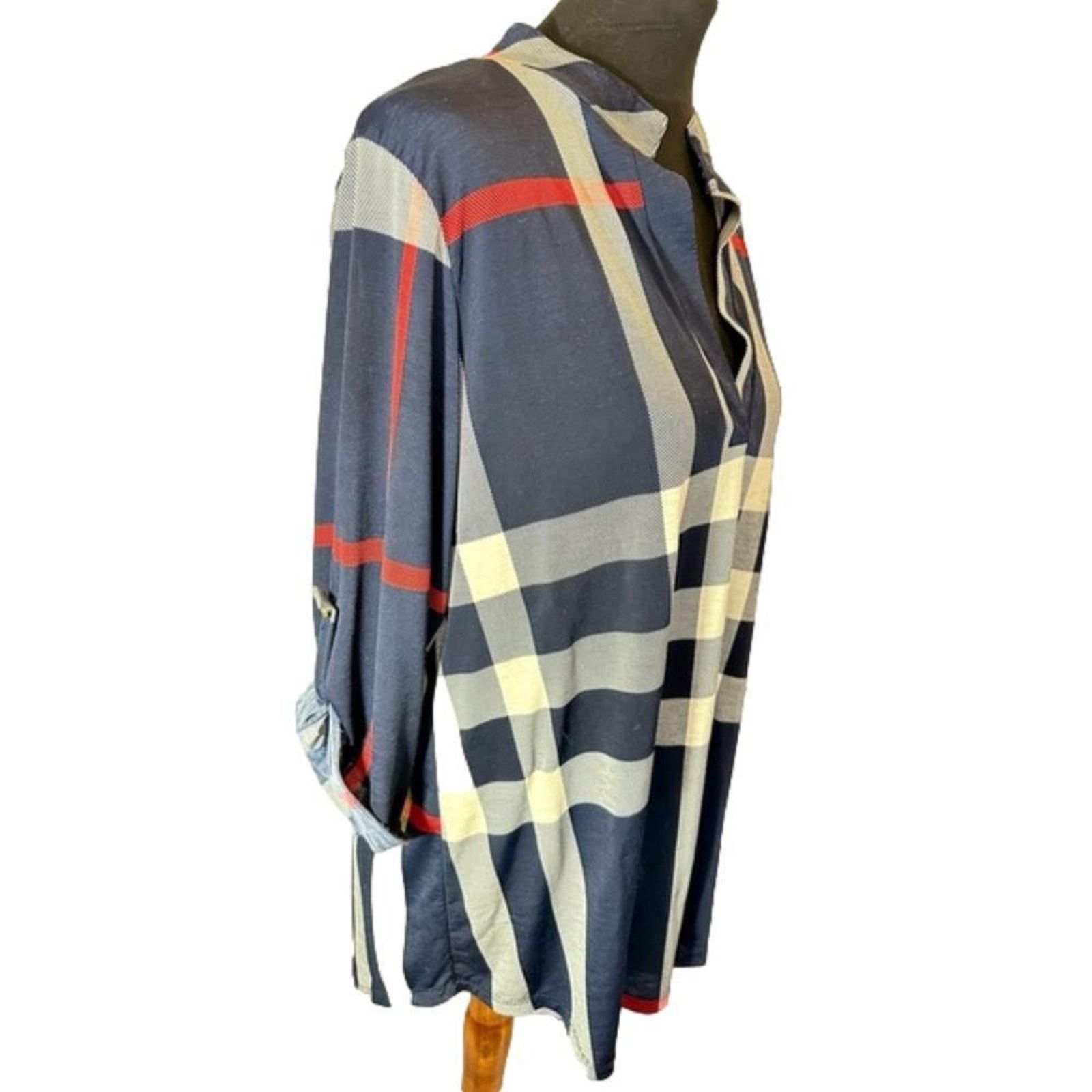 Designer Perfectly Priscilla Plaid Tunic Top Size XL / US 12-14 / IT 48-50 - 2 Thumbnail