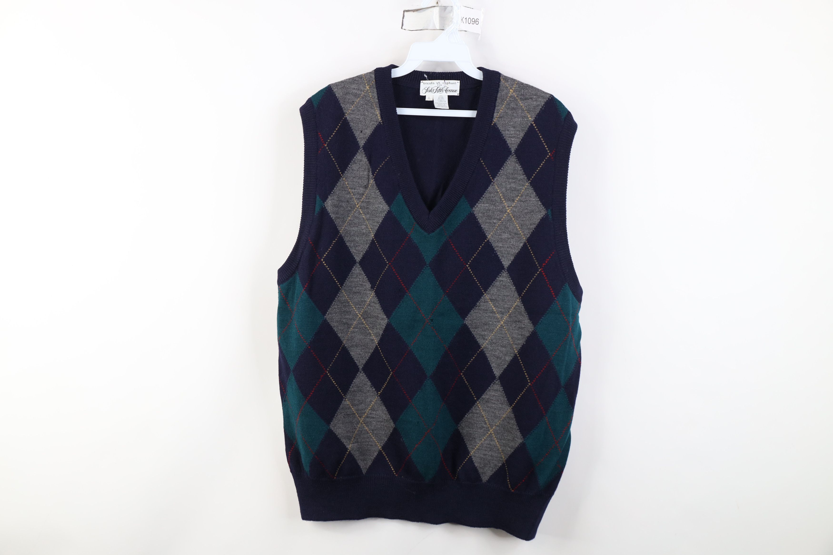 Vintage Vintage 90s Streetwear Wool Knit Argyle Diamond Sweater Vest Size US L / EU 52-54 / 3 - 1 Thumbnail