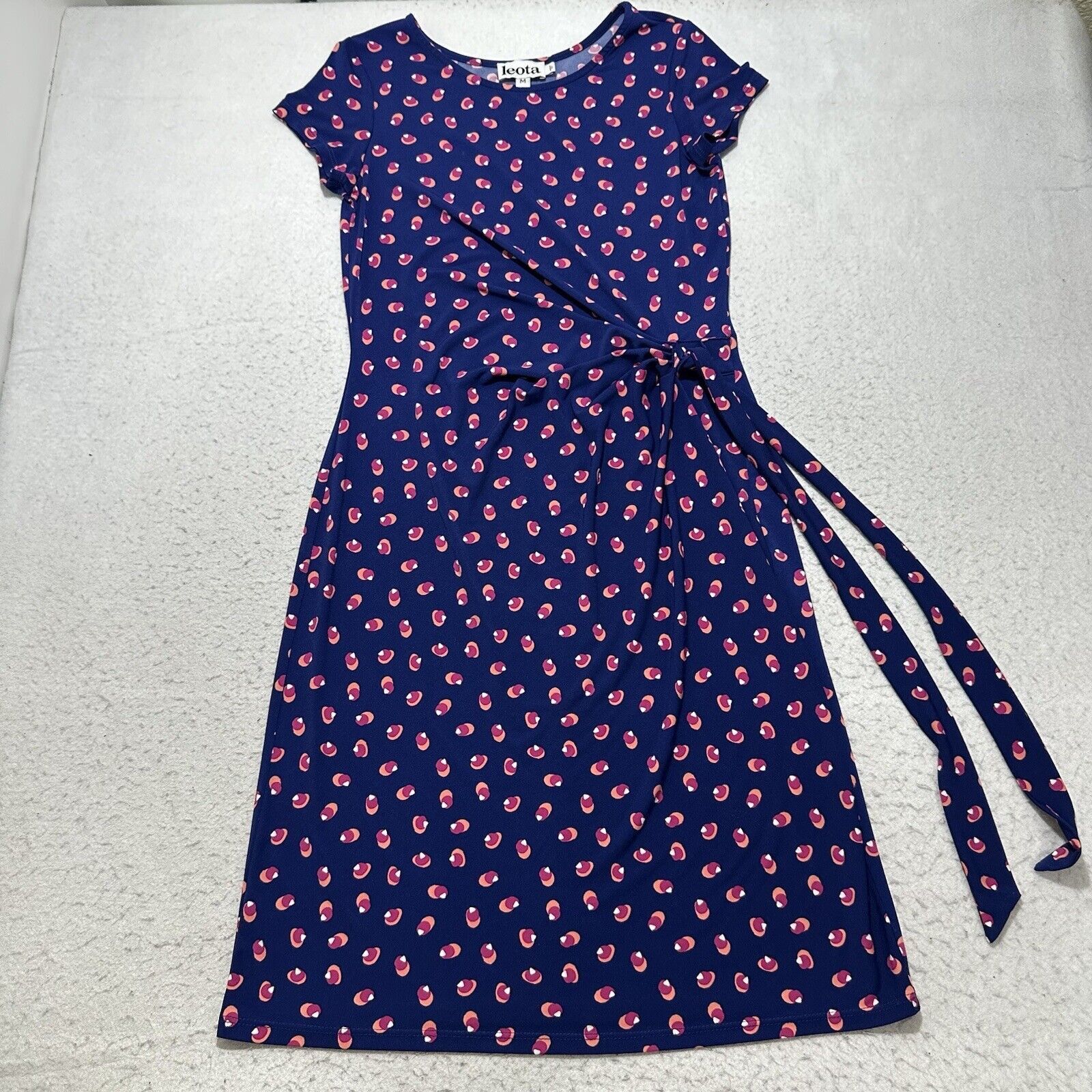 Other Leota Medium Madison Faux Wrap Dress Navy Blue Pink Stretch Size M / US 6-8 / IT 42-44 - 1 Thumbnail