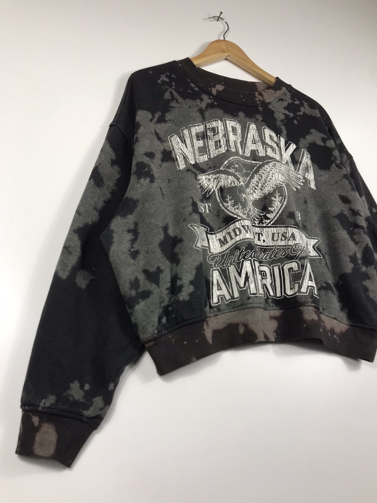 H&M 🔥Y2K H&M Nebraska America Tye Dye Cropped Sweatshirt Size XL / US 12-14 / IT 48-50 - 2 Thumbnail