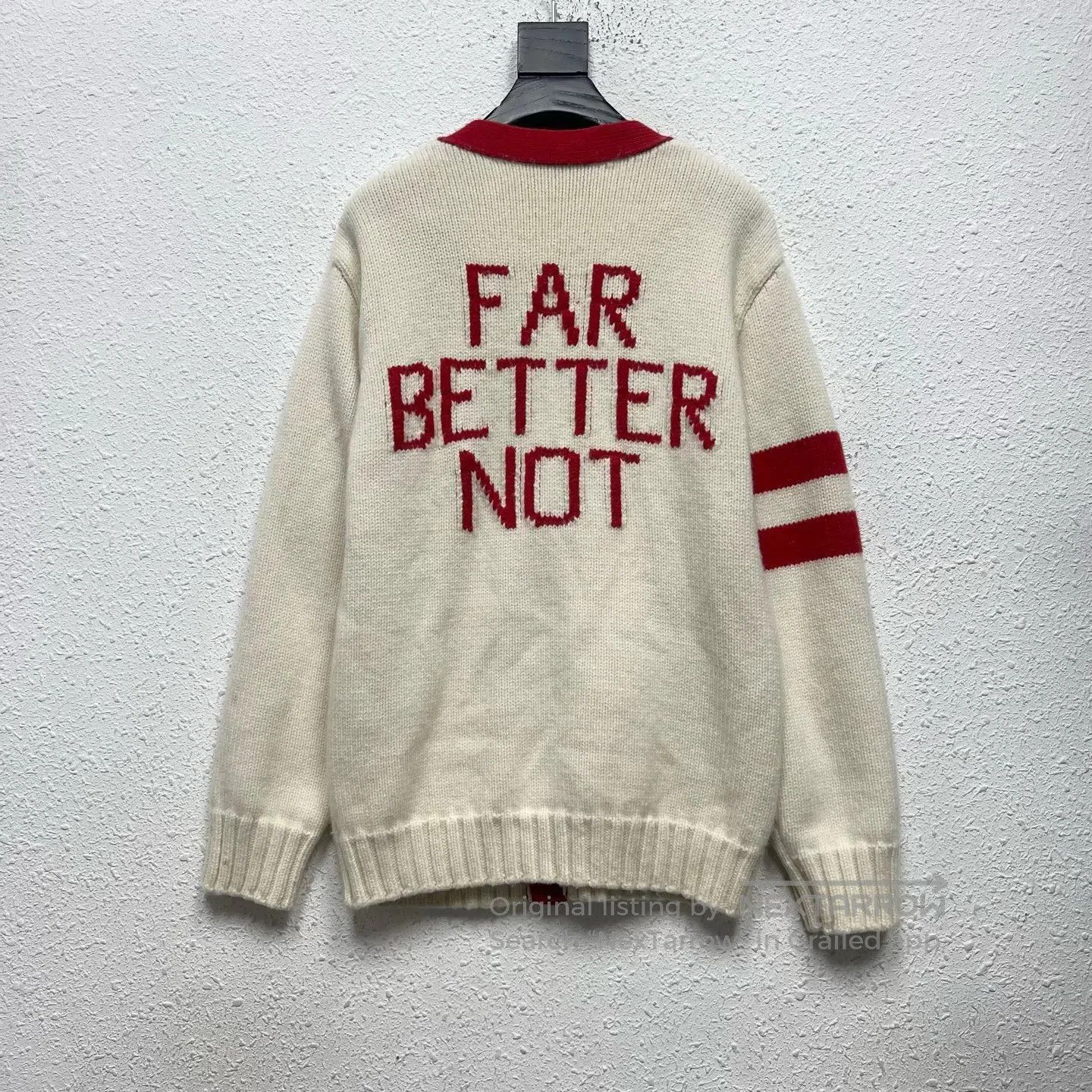 Gucci Guicci White letter pattern embroidered wool cardigan Size S / US 4 / IT 40 - 2 Thumbnail