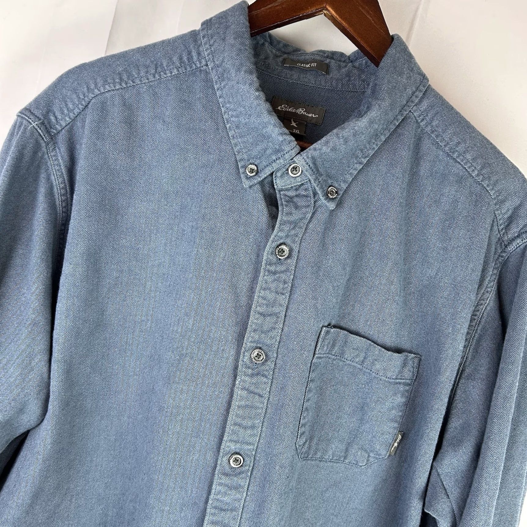 Eddie Bauer Eddie Bauer Blue Cotton Shirt 3XL Long Sleeve Classic Fit Men Button-Up Plaid Size US XXL / EU 58 / 5 - 2 Thumbnail