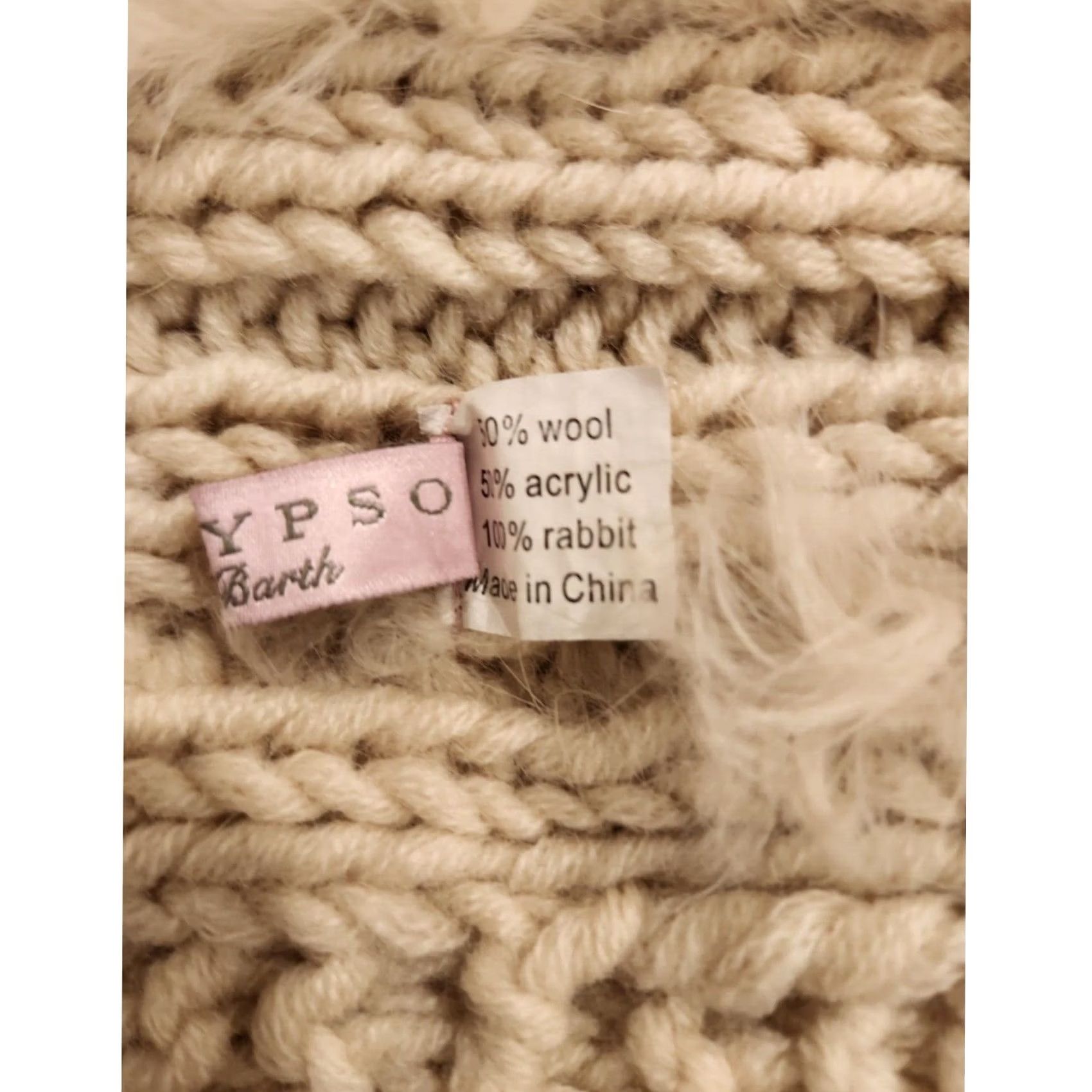 Vintage Calypso St Barth Infinity Scarf Rabbit Fur Wool Knit Funnel Ivory Oatmeal Wool Knit Neck Warmer Womens Scarf Size ONE SIZE - 4 Thumbnail