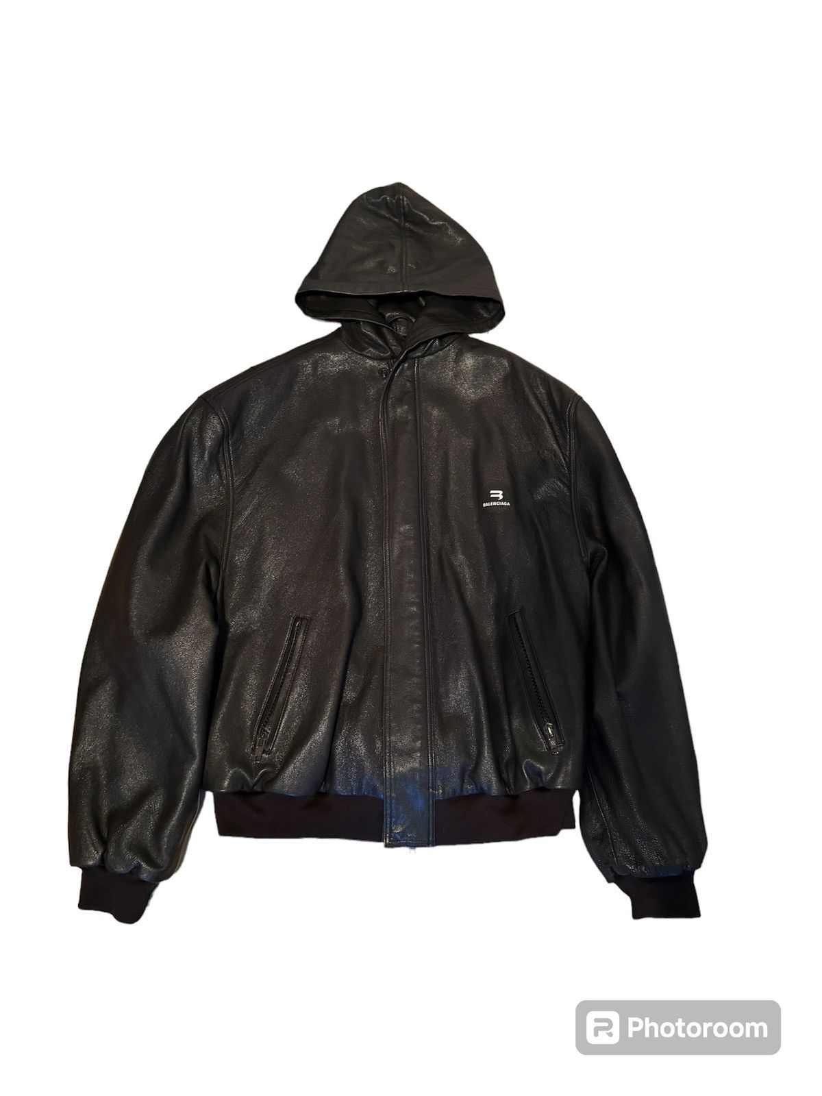 Image of Balenciaga Sporty B Leather Jacket in Brown, Men's (Size Small)